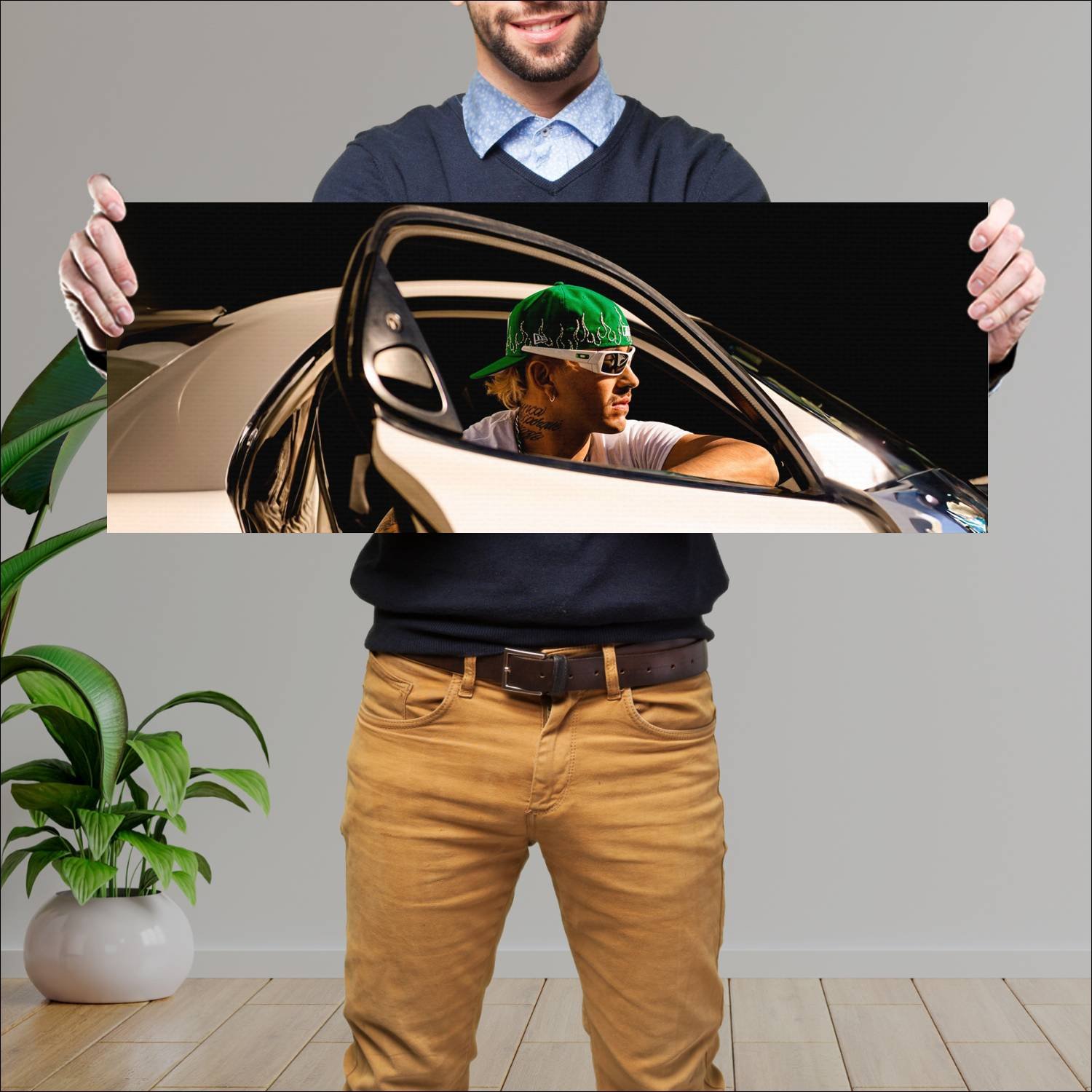 Cuadro grande 30x80cm feid puerta de auto Musica
