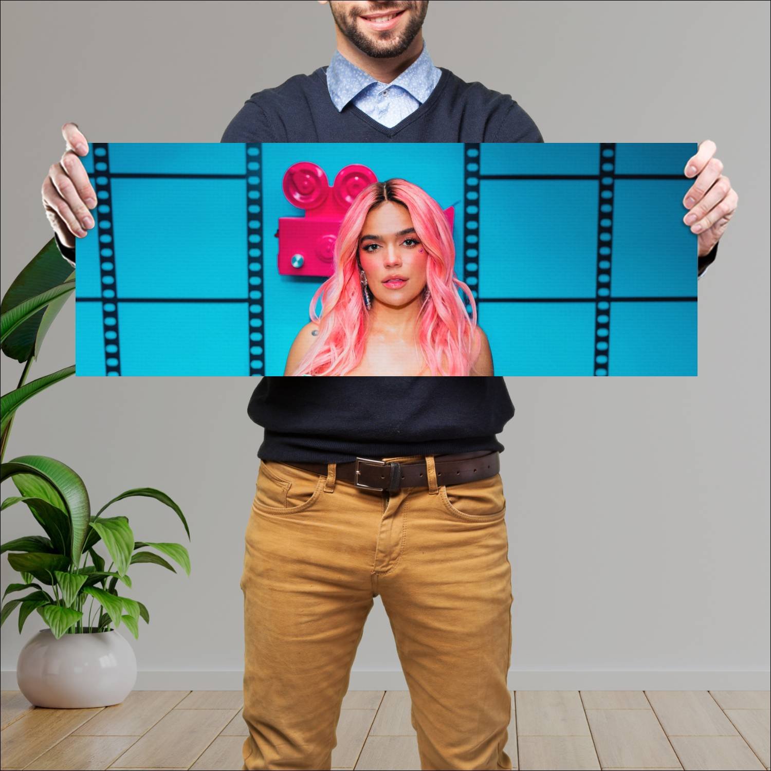 Cuadro grande 30x80cm karol g fondo pelicula Musica