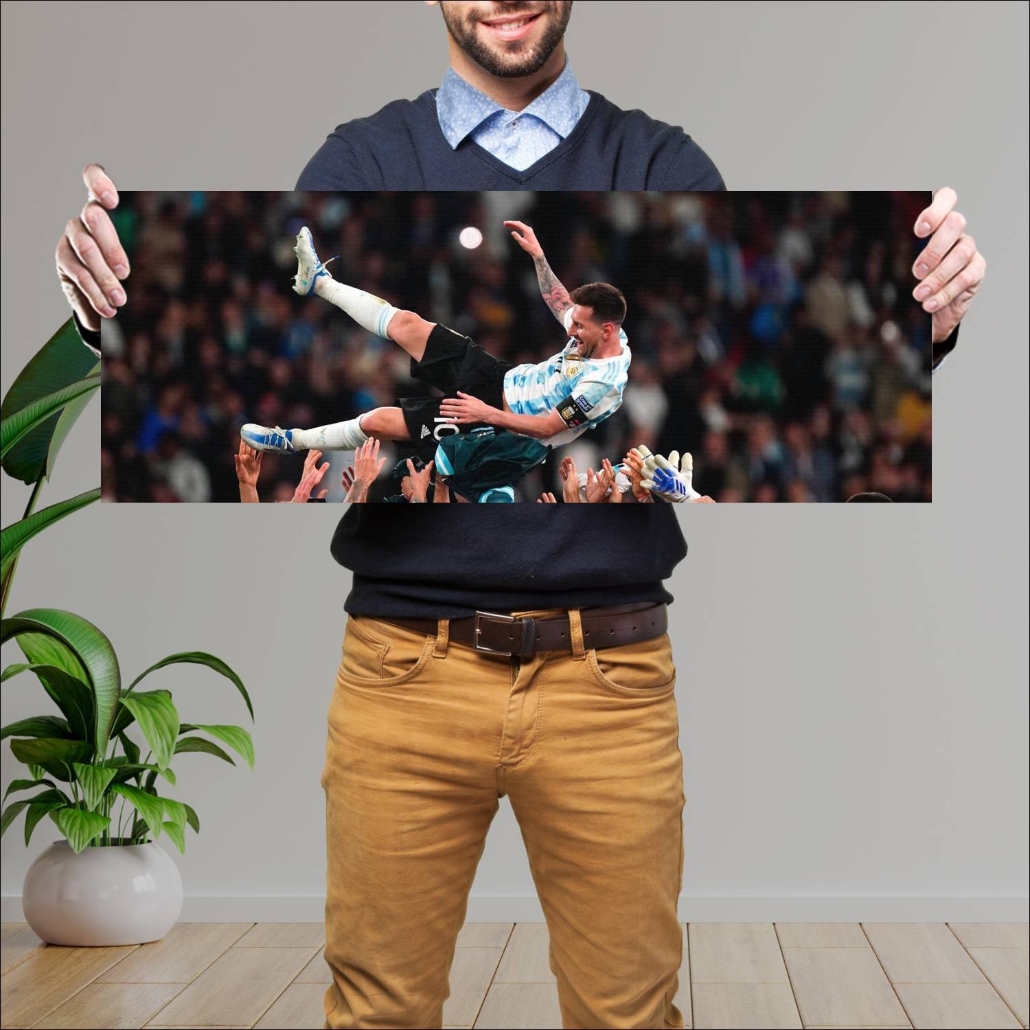 Cuadro grande 30x80cm Messi Festejo Deporte