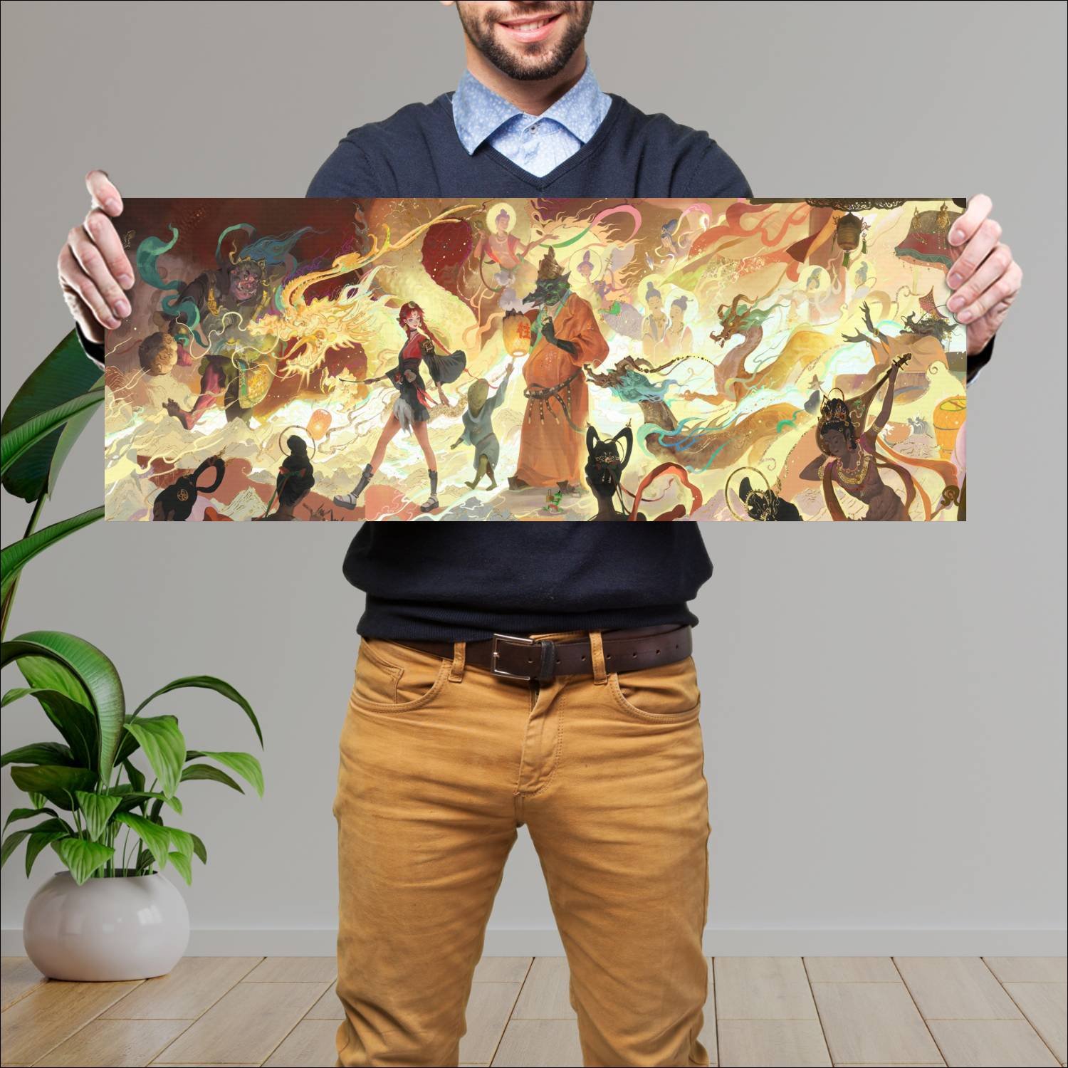 Cuadro grande 30x80cm Danza Mitologica Arte Digital