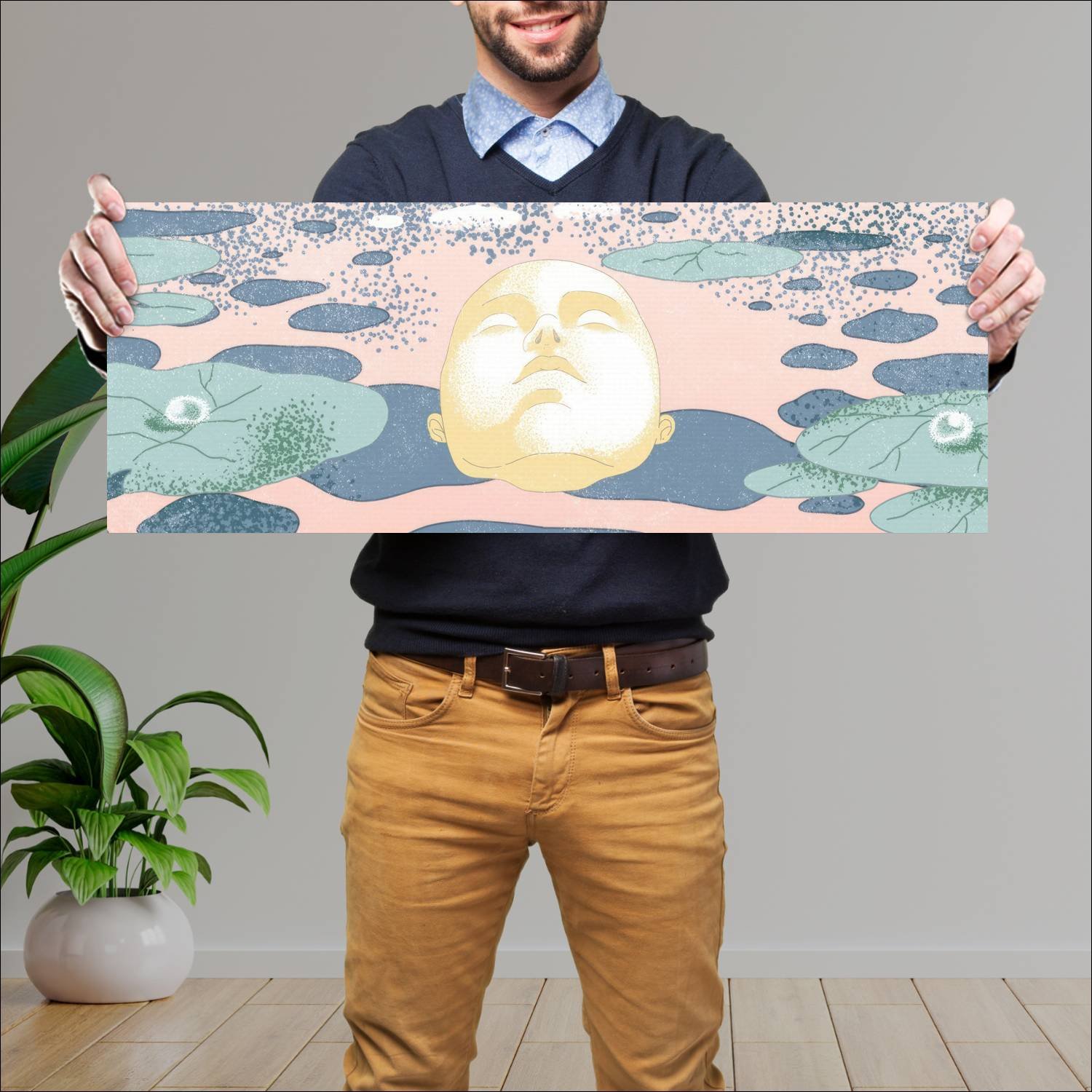 Cuadro grande 30x80cm Cabeza Flotando Arte Digital