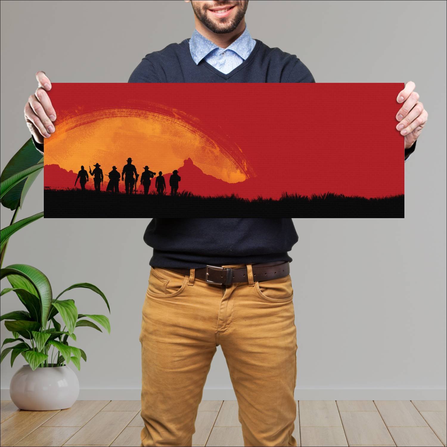 Cuadro grande 30x80cm Vaqueros Arte Digital