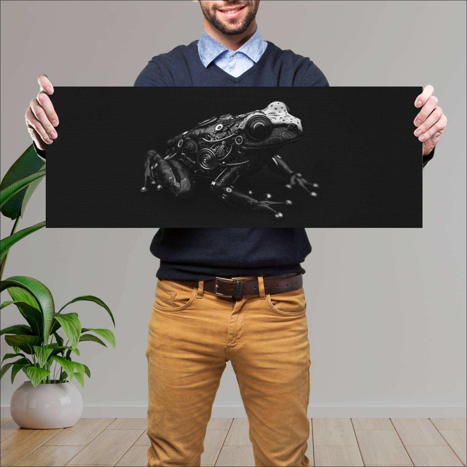 Cuadro grande 30x80cm Cyborg Animal Sapo Arte Digital