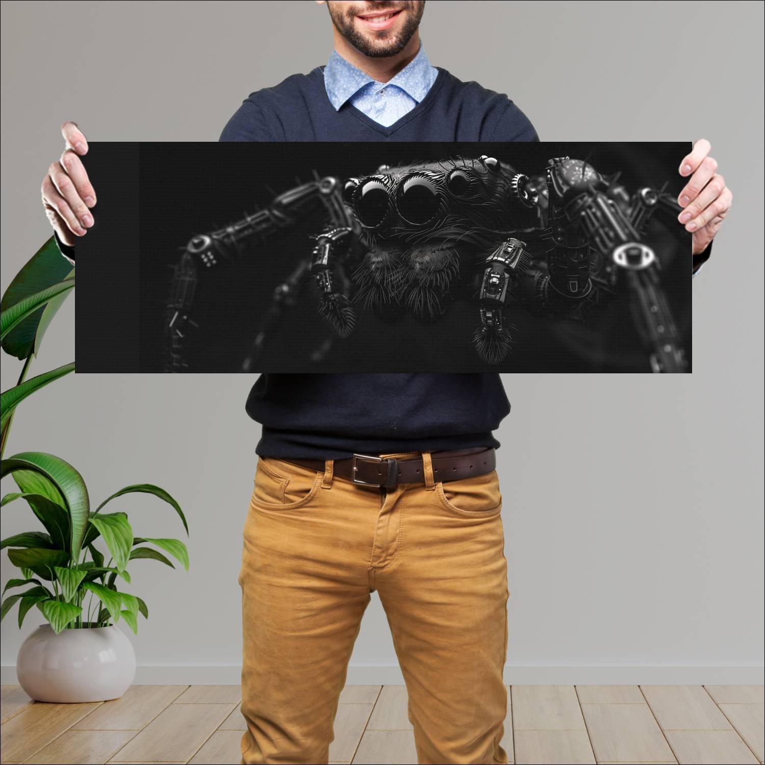 Cuadro grande 30x80cm Cyborg Animal Araña Arte Digital