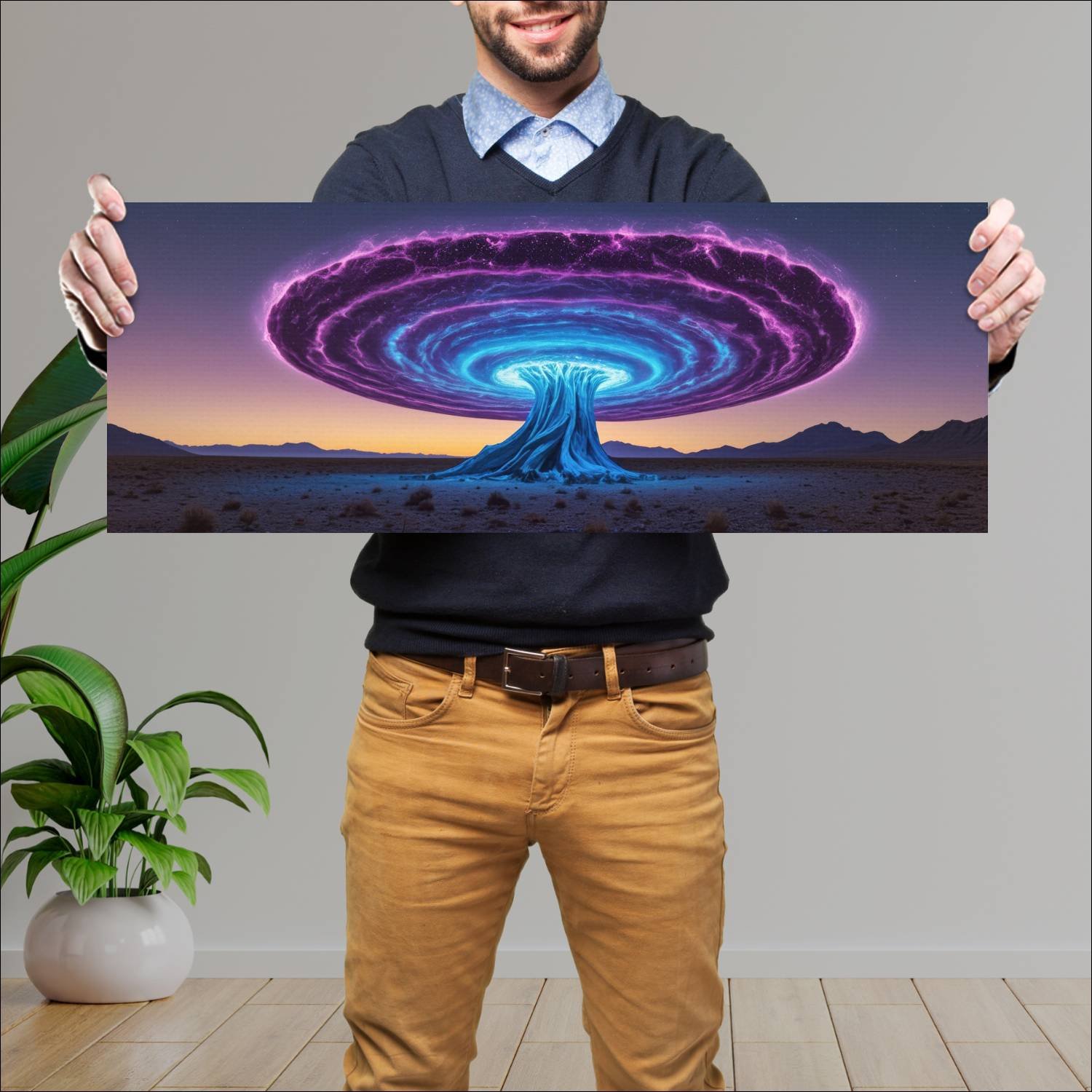 Cuadro grande 30x80cm Explosion Hongo Arte Digital