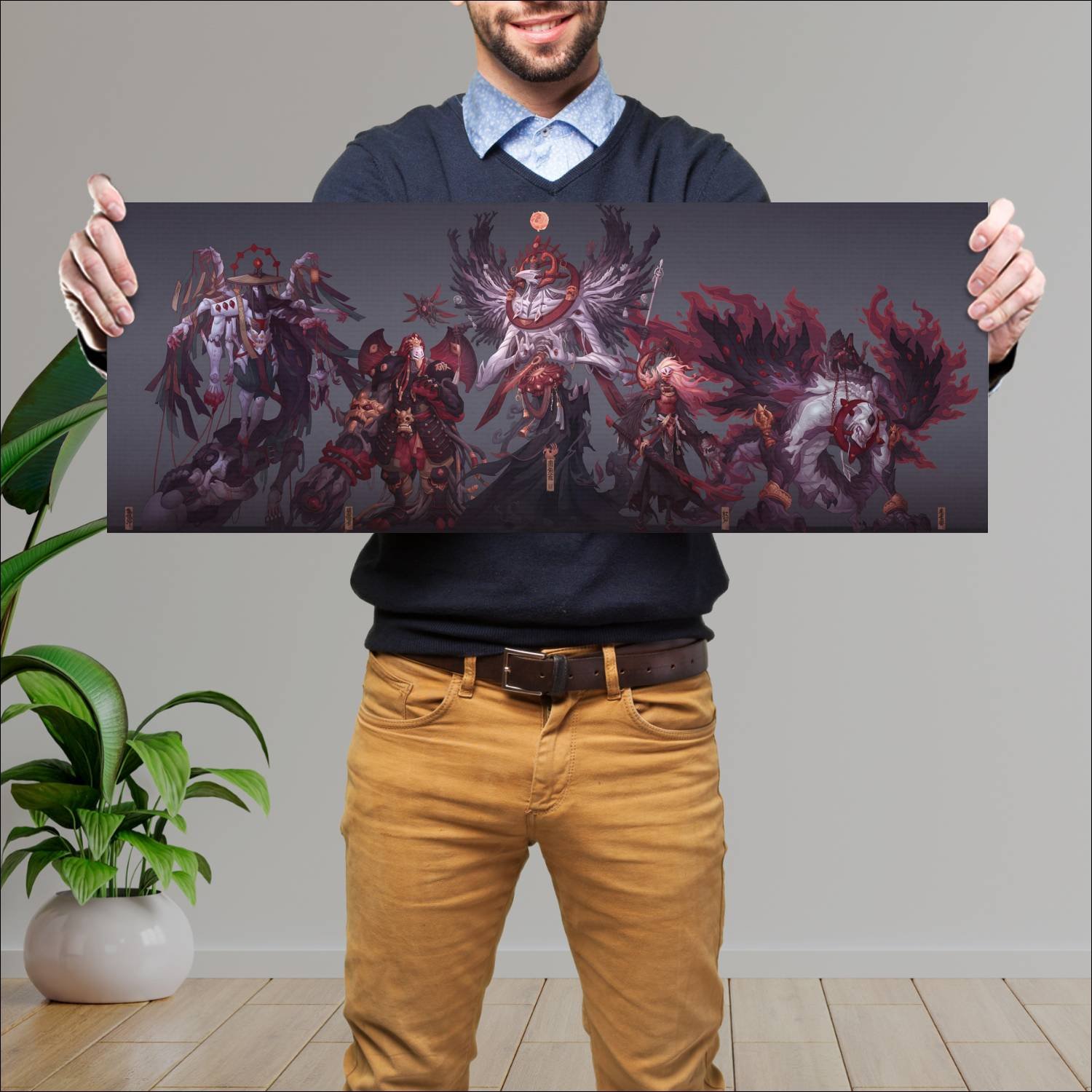 Cuadro grande 30x80cm Demonios Asiaticos Arte Digital