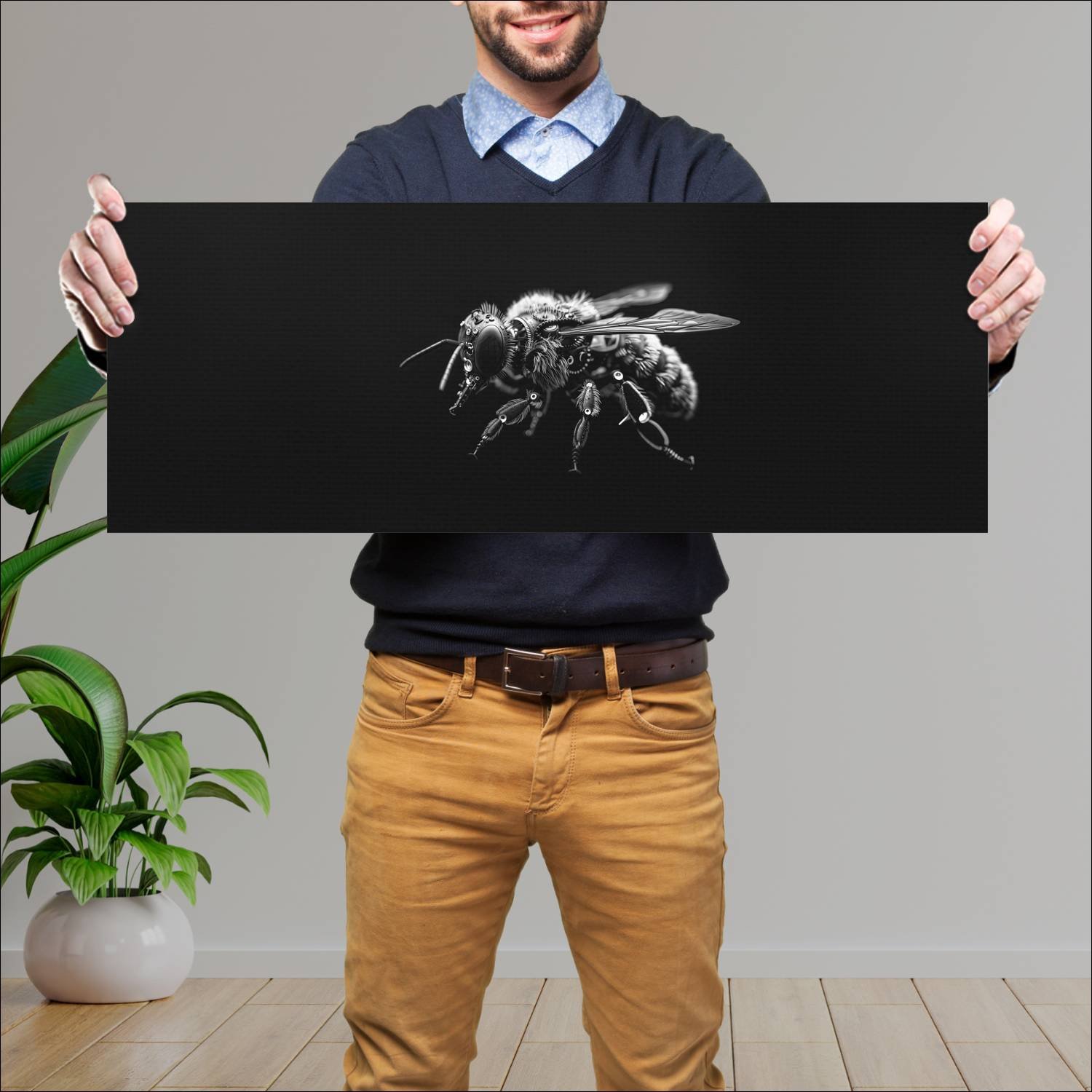 Cuadro grande 30x80cm Cyborg Animal abeja Arte Digital