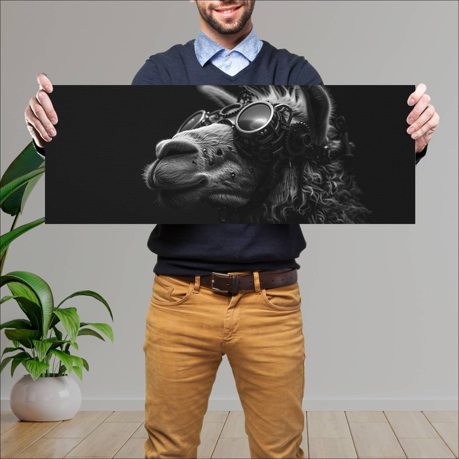 Cuadro grande 30x80cm Cyborg Animal camello Arte Digital