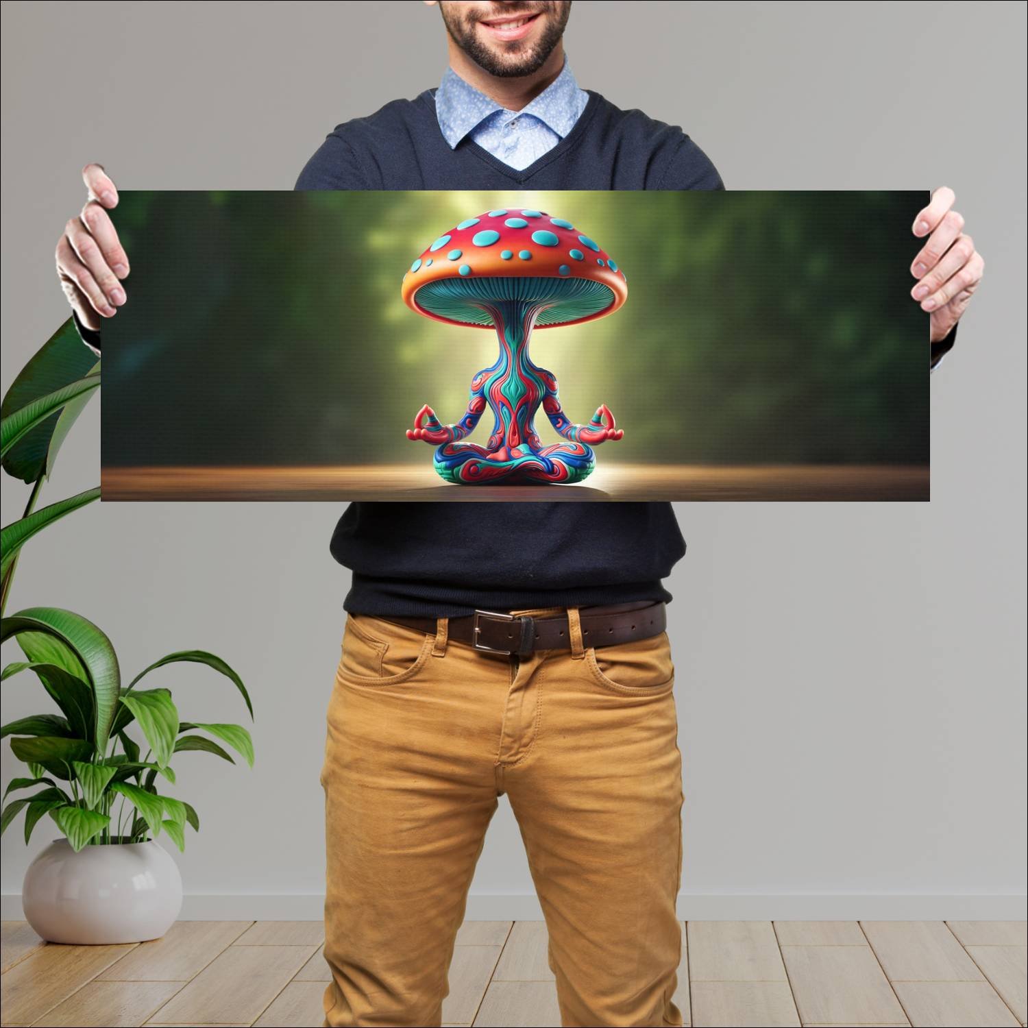 Cuadro grande 30x80cm Hongo pensante Arte Digital