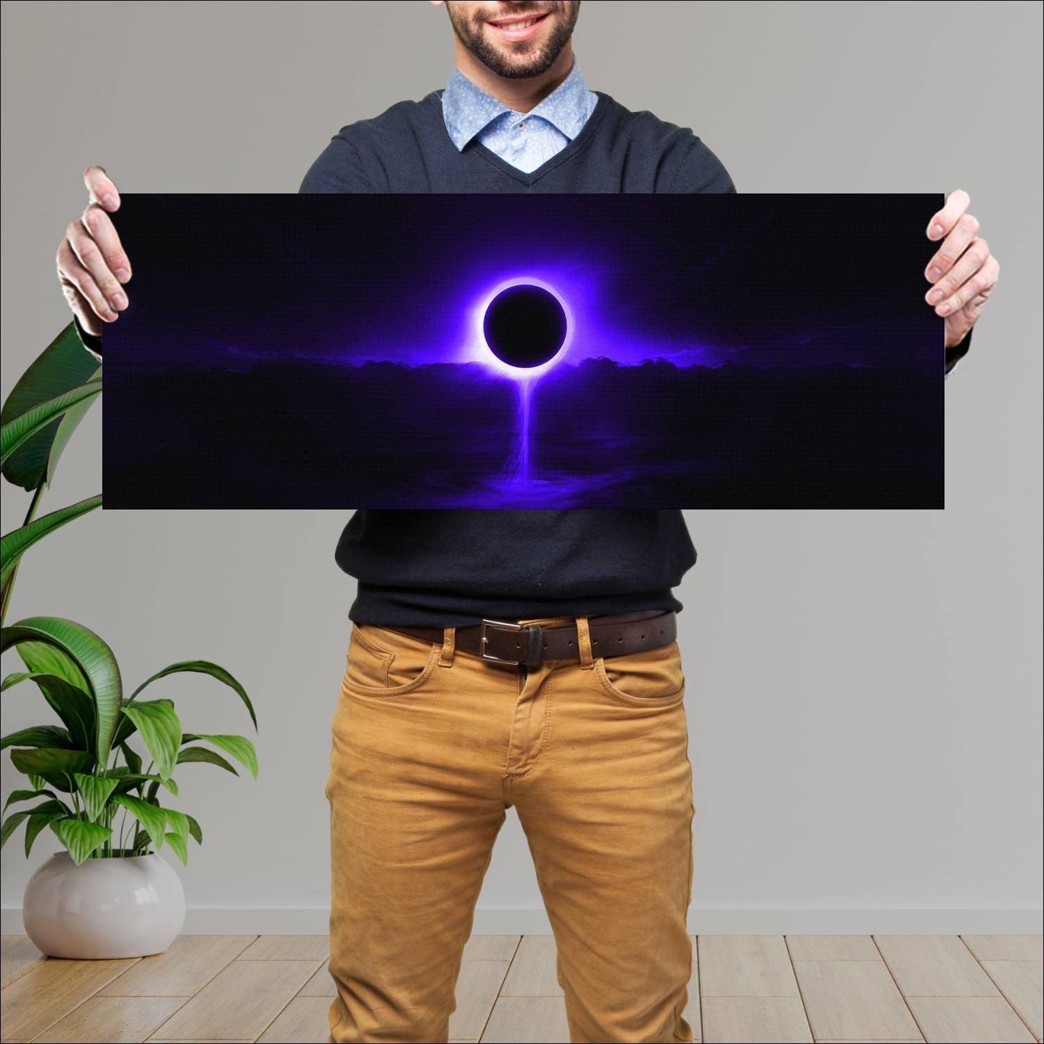 Cuadro grande 30x80cm eclipse azul Arte Digital