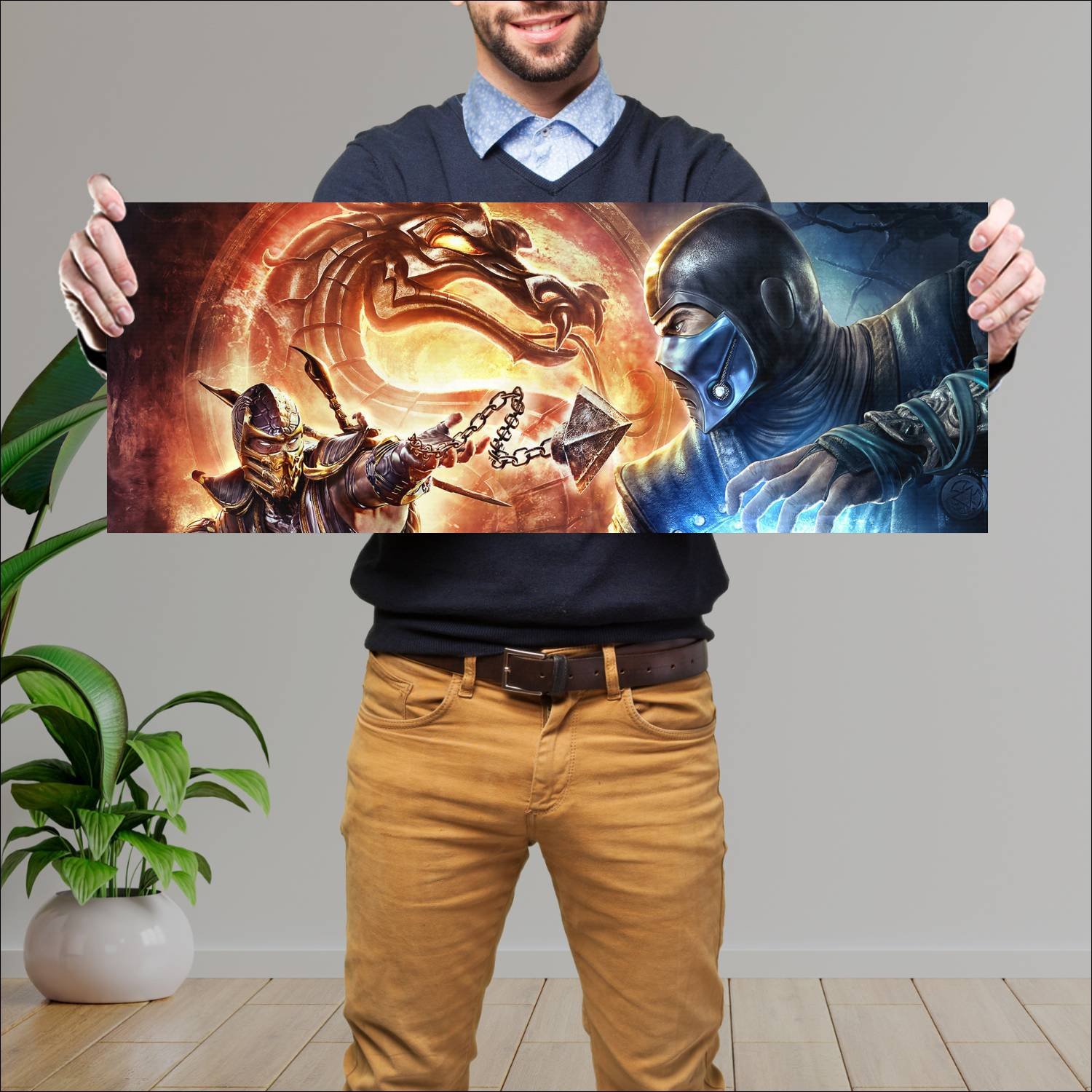 Cuadro grande 30x80cm mortal kombat wallpaper Gamer