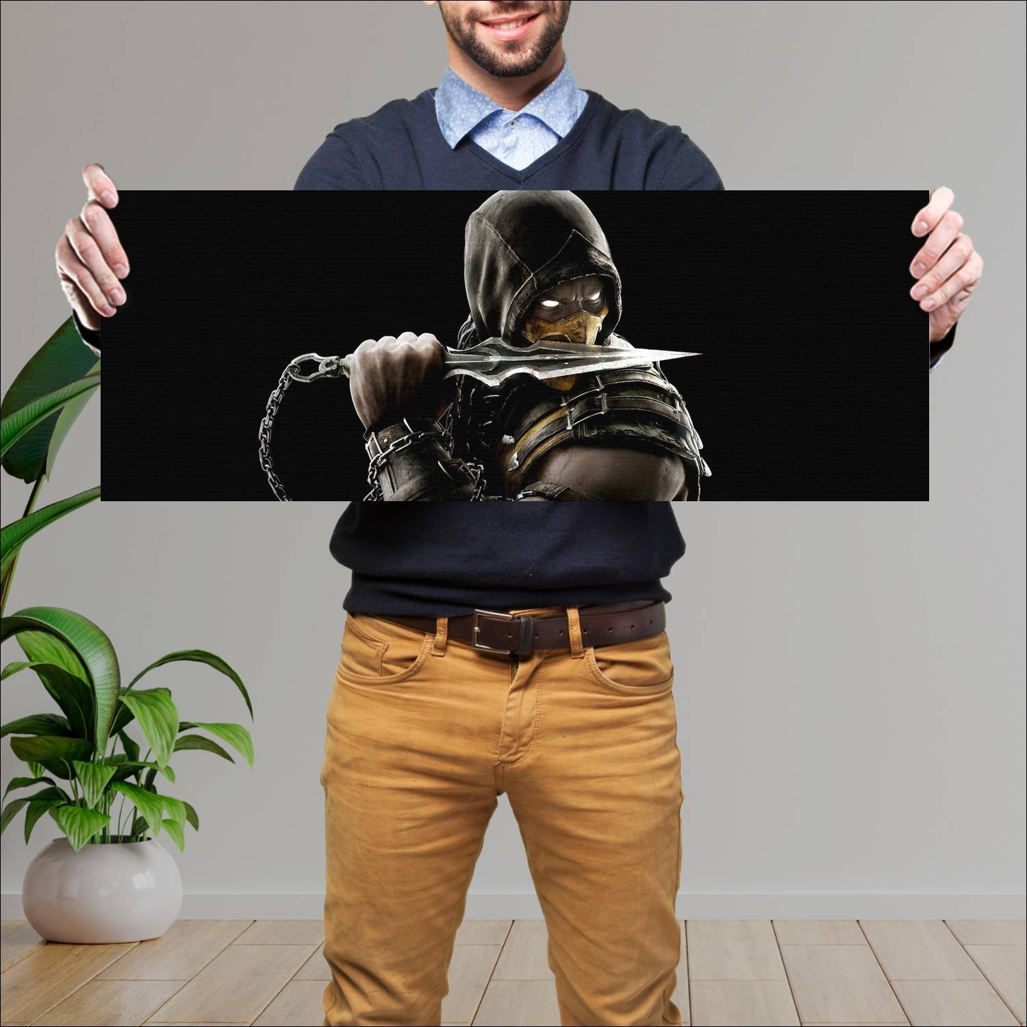 Cuadro grande 30x80cm mortal kombat x scorpio Gamer