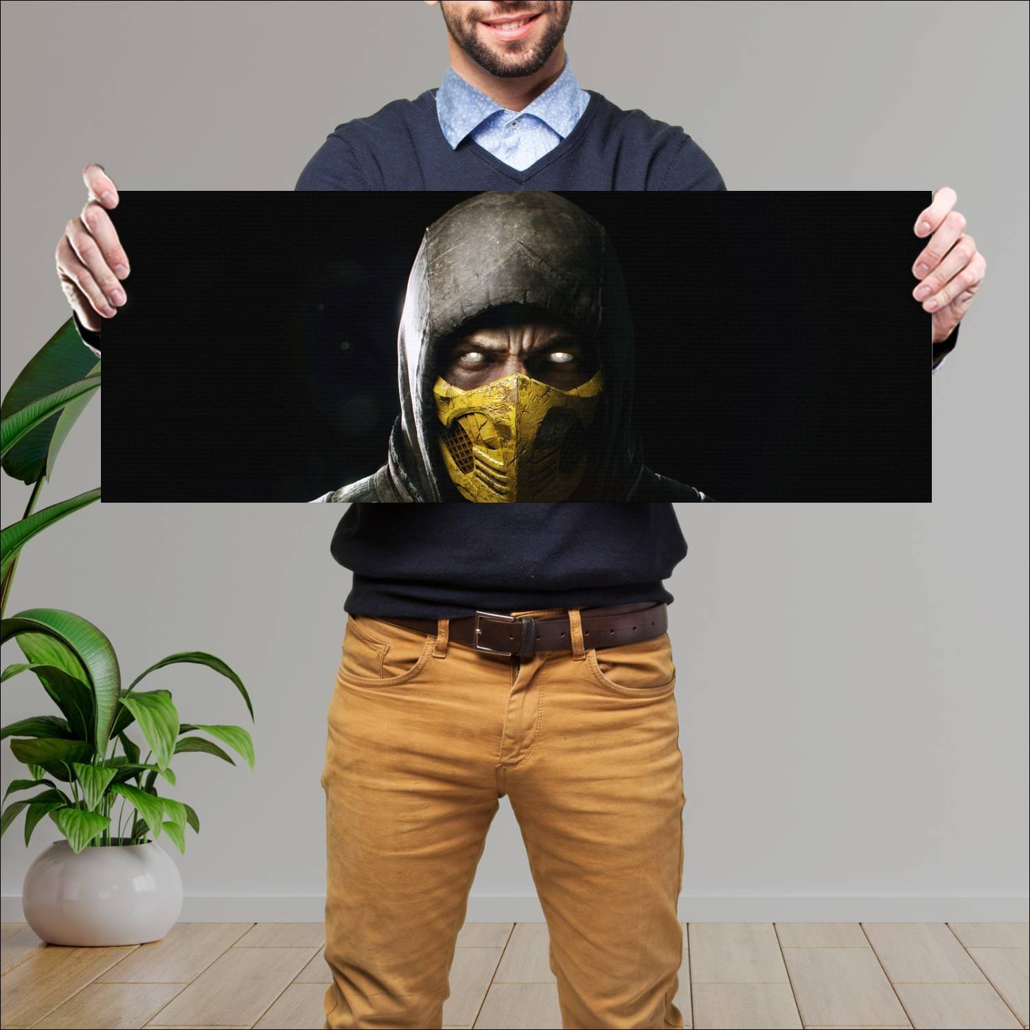 Cuadro grande 30x80cm mortal kombat x scorp Gamer