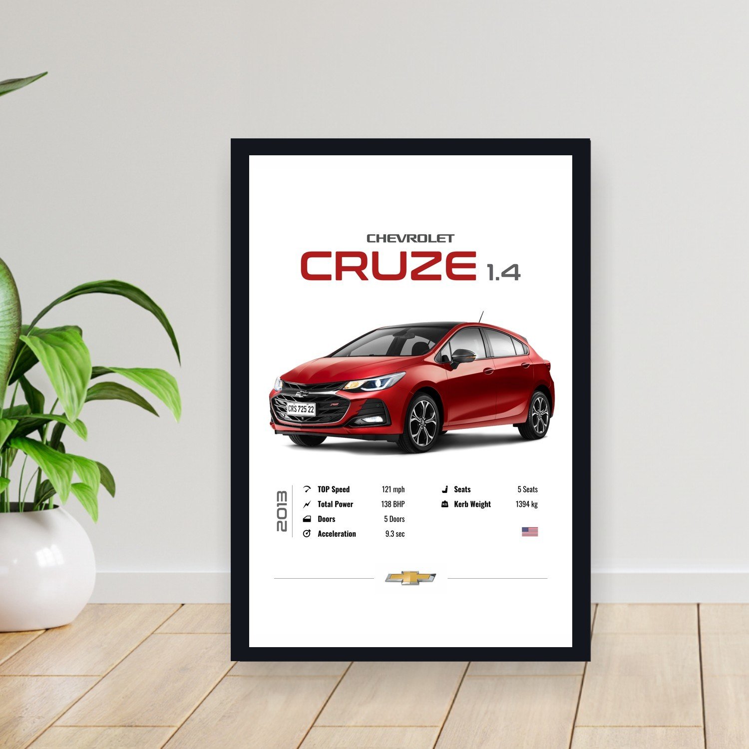 Cuadro 30x40cm Auto - Chevrolet Cruze 1.4