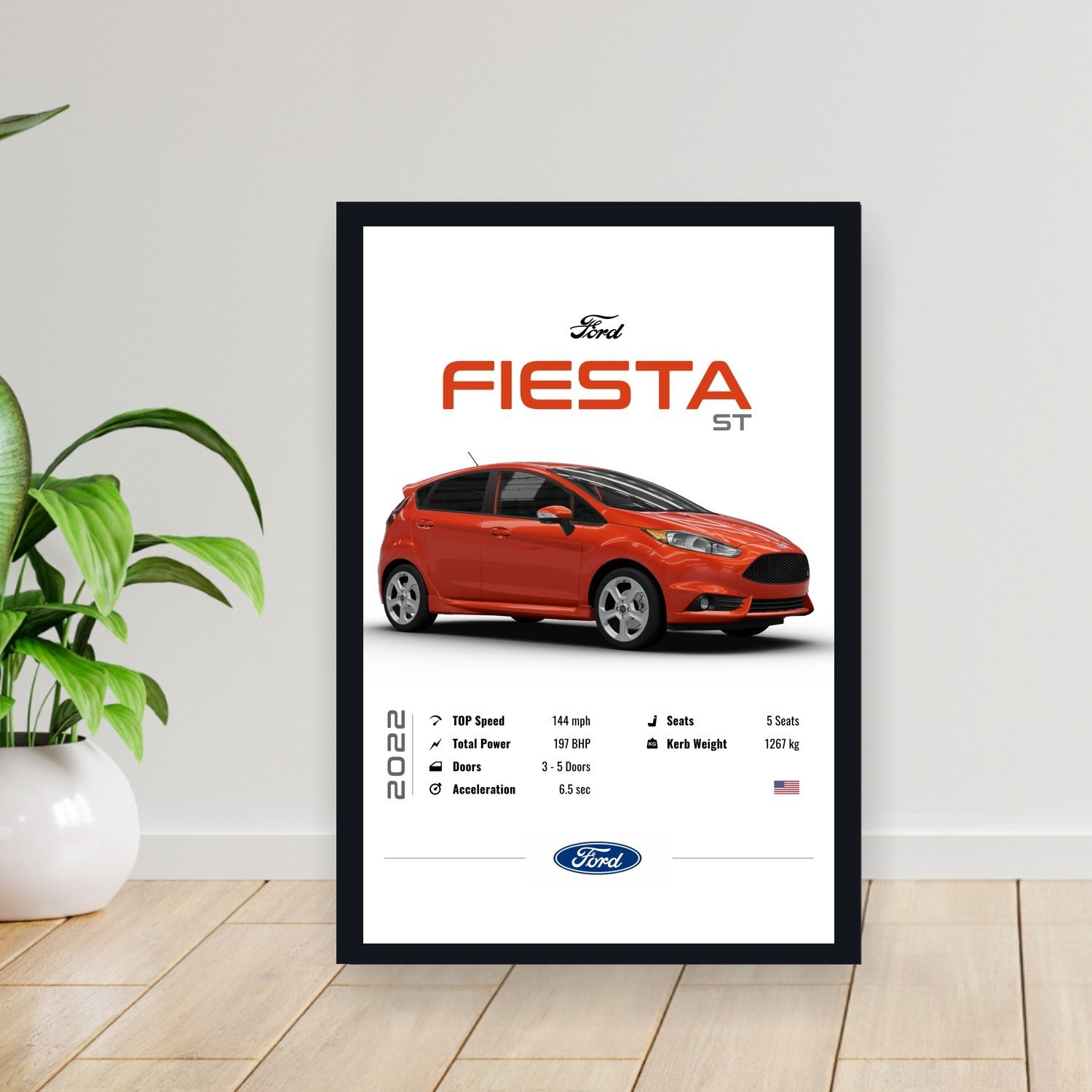 Cuadro 30x40cm Auto - Ford Fiesta ST