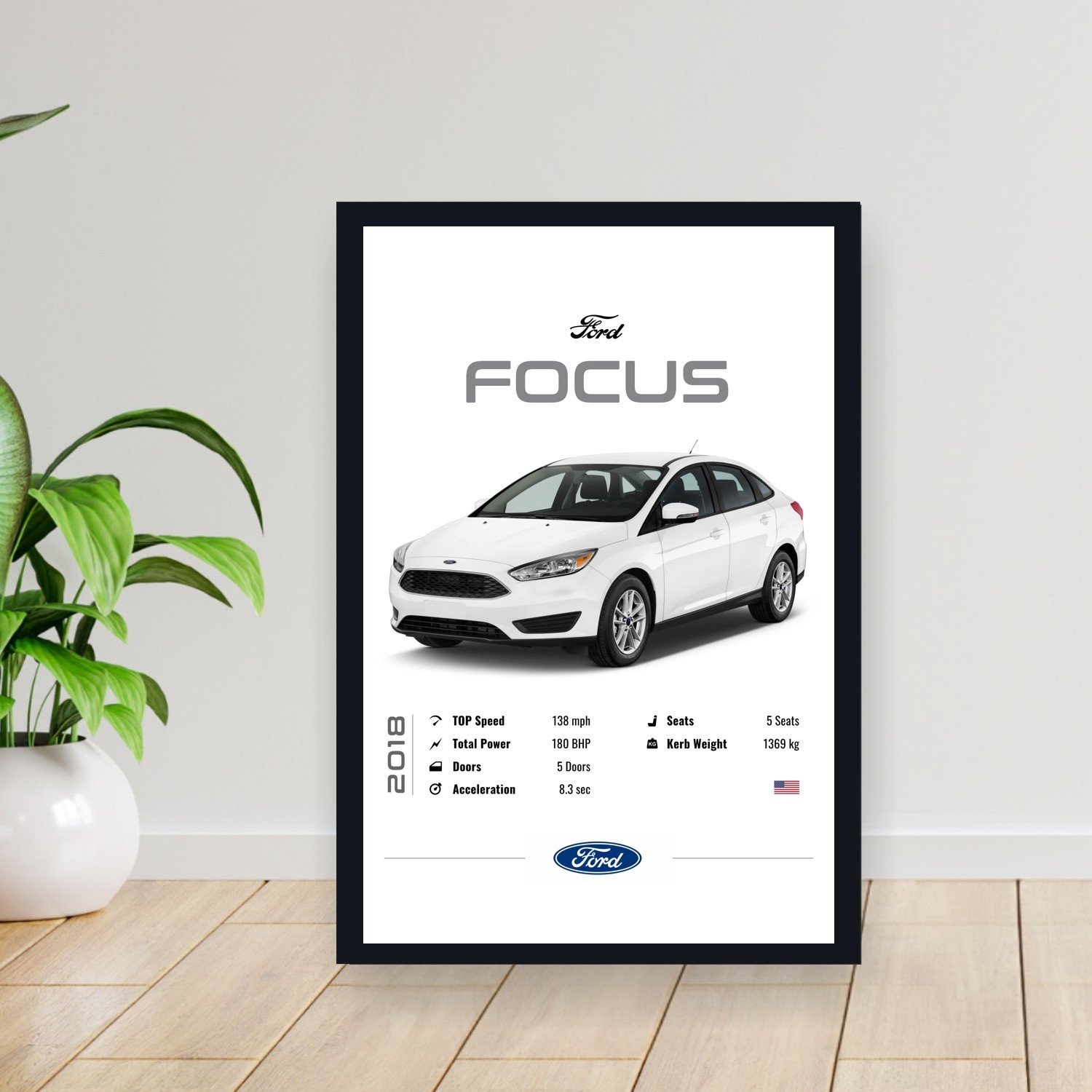Cuadro 30x40cm Auto - Ford Focus 2018
