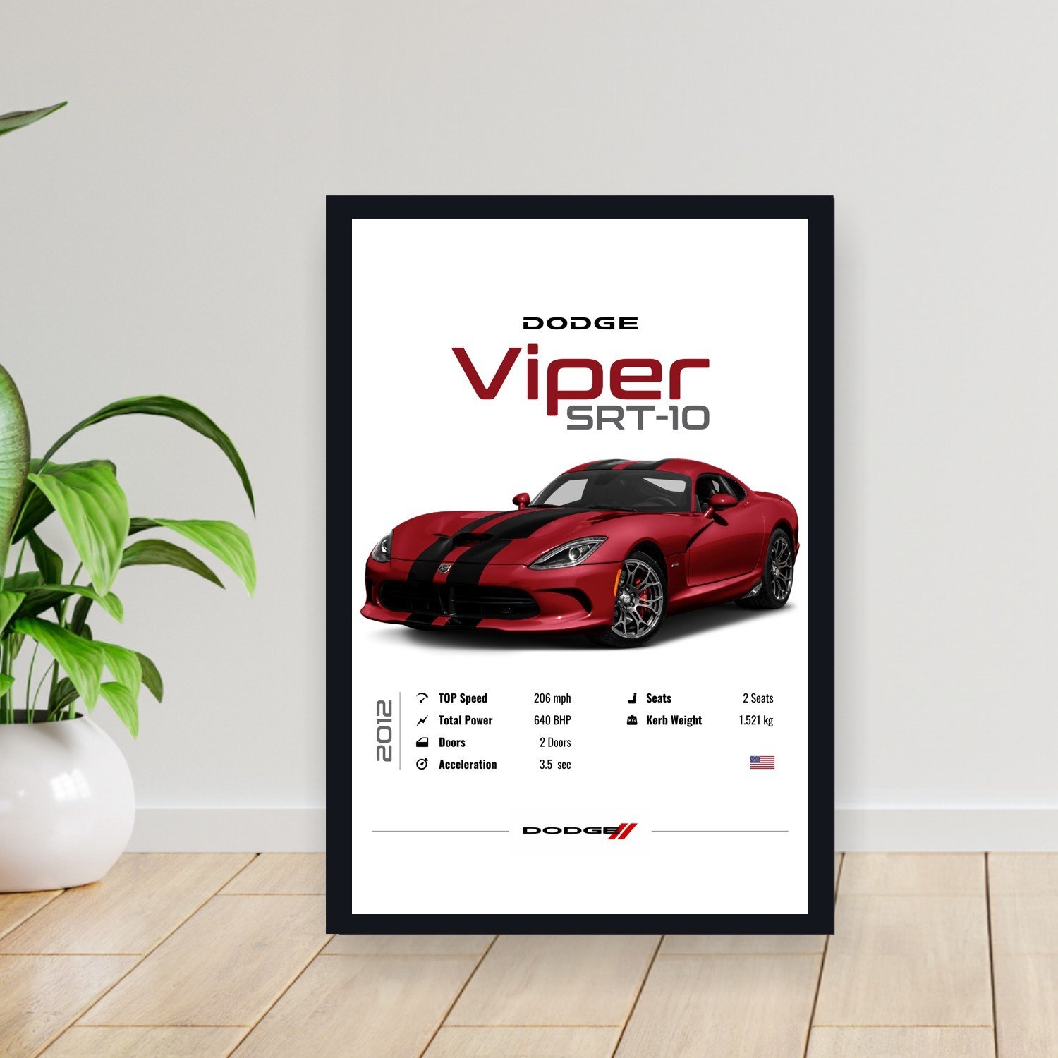 Cuadro 30x40cm Auto - Dodge Viper SRT-10 2012