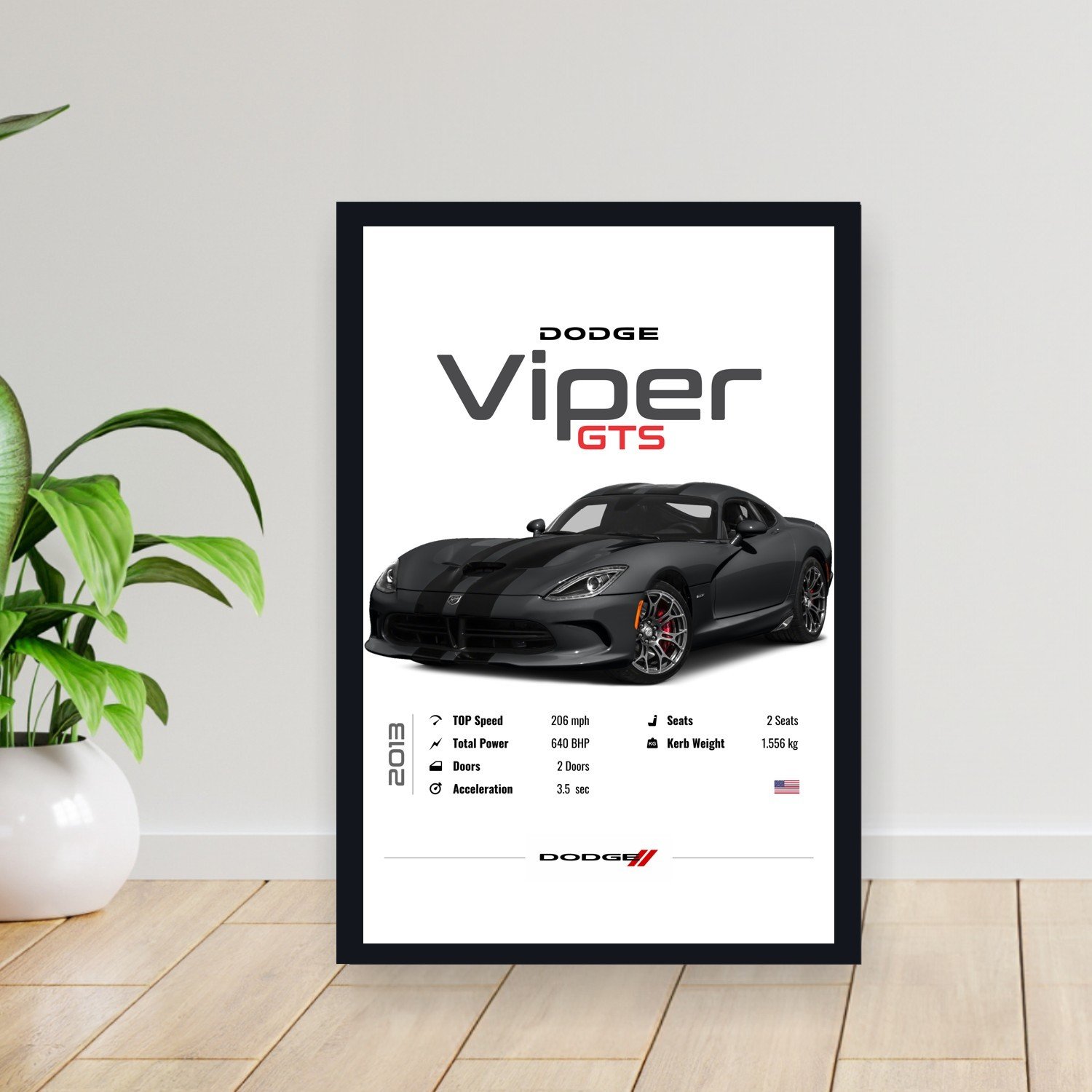Cuadro 30x40cm Auto - Dodge Viper GTS