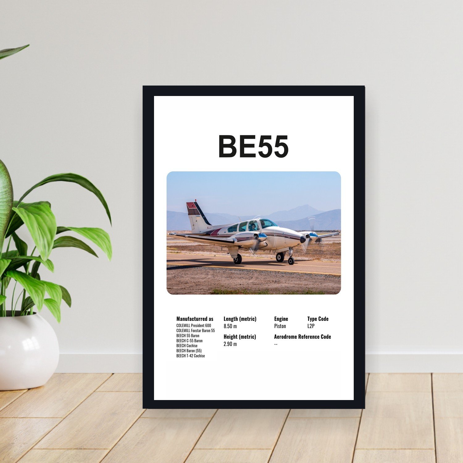 Cuadro 30x40cm Avion - BEECH BE55