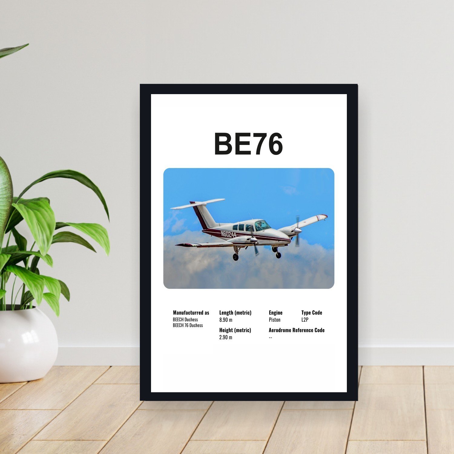 Cuadro 30x40cm Avion - BEECH BE76