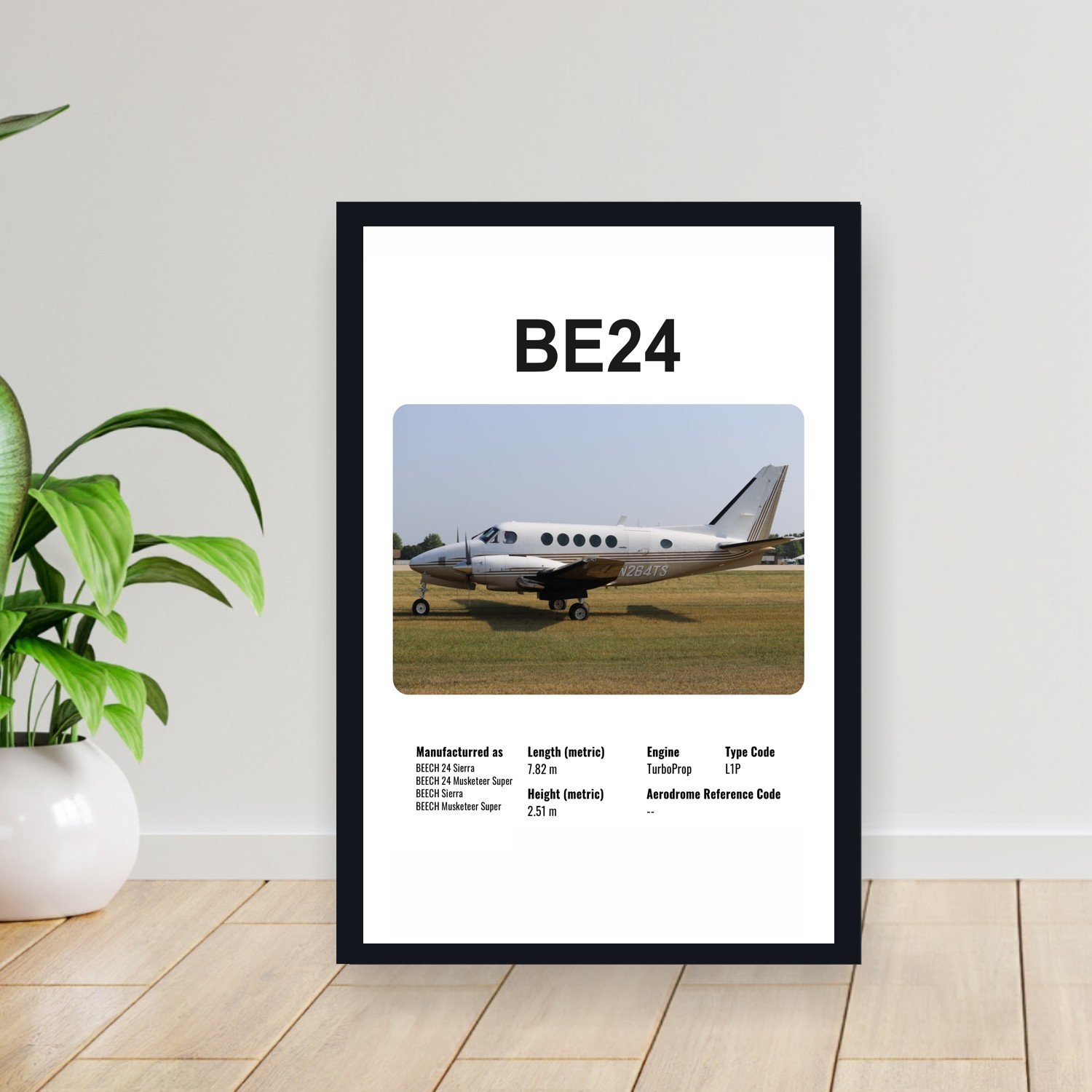 Cuadro 30x40cm Avion - BEECH BE24