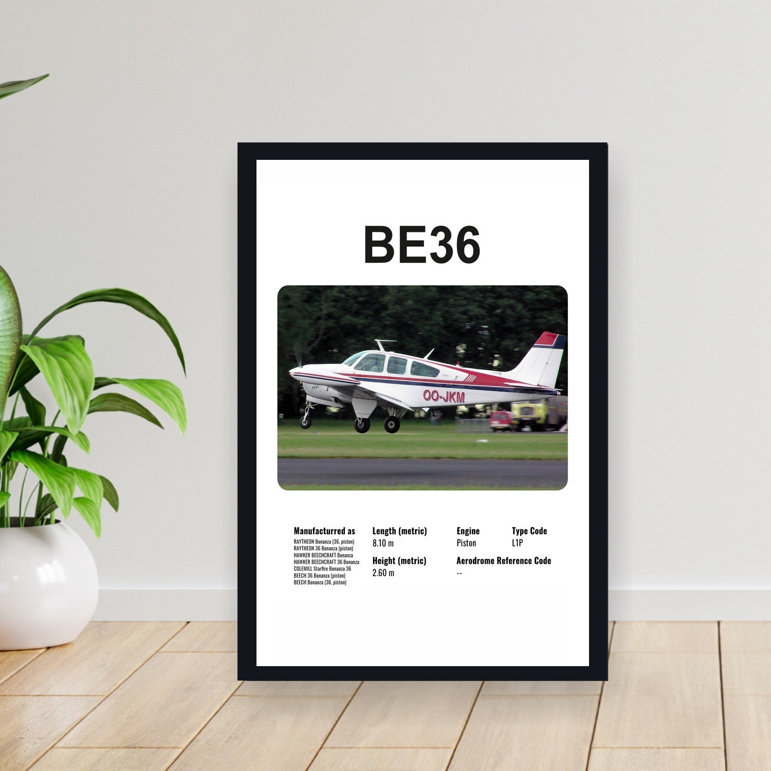 Cuadro 30x40cm Avion - BEECH BE36