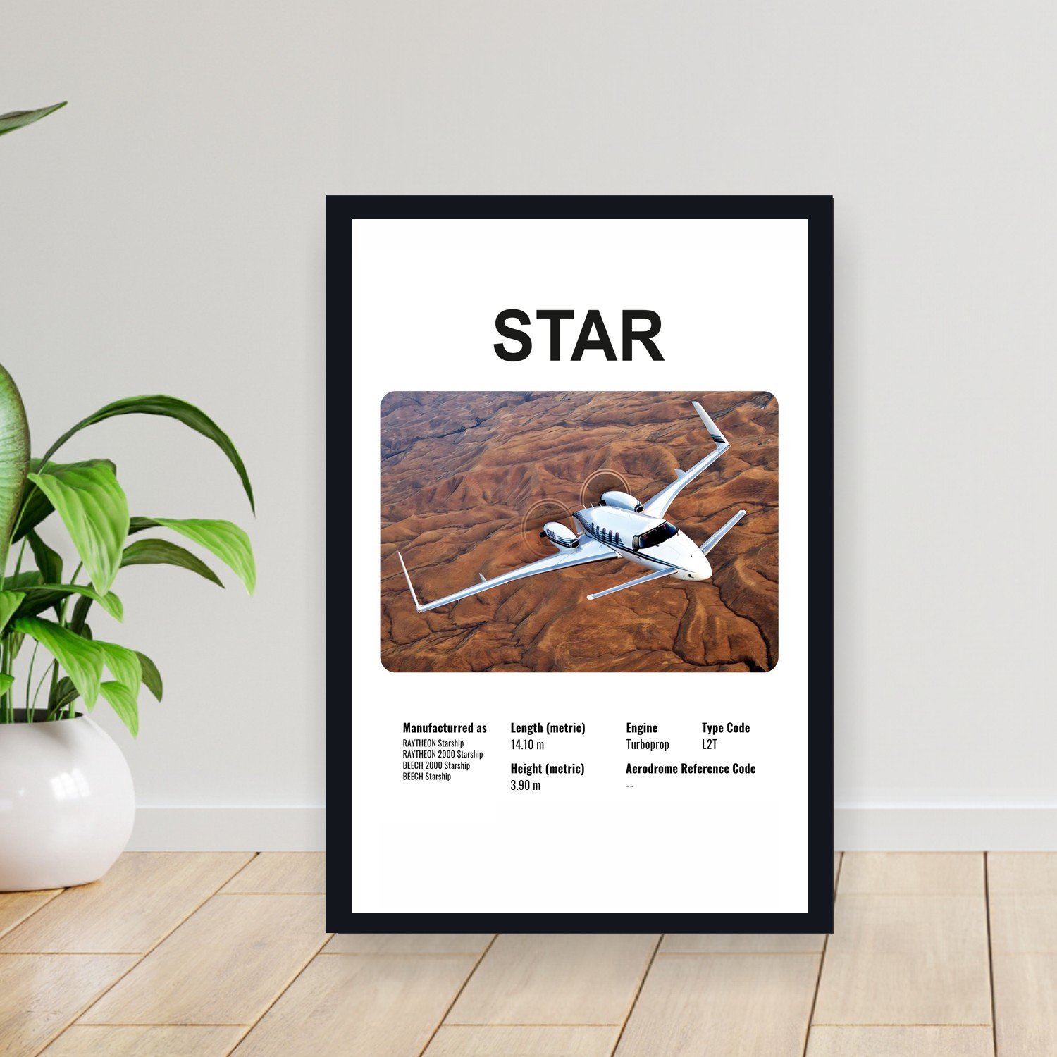Cuadro 30x40cm Avion - BEECH STAR