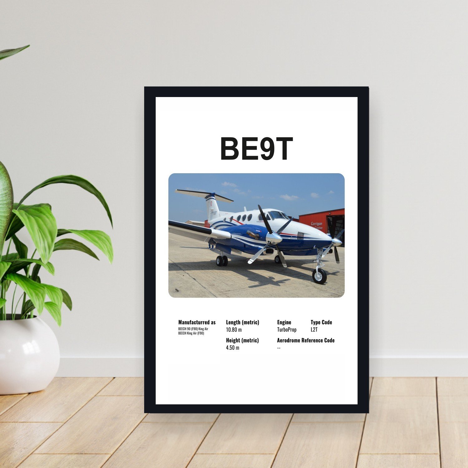 Cuadro 30x40cm Avion - BEECH BE9T