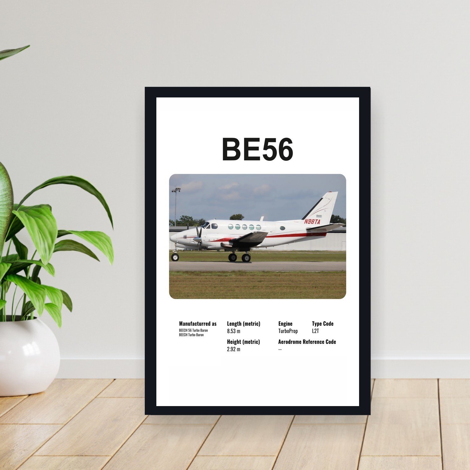 Cuadro 30x40cm Avion - BEECH BE56