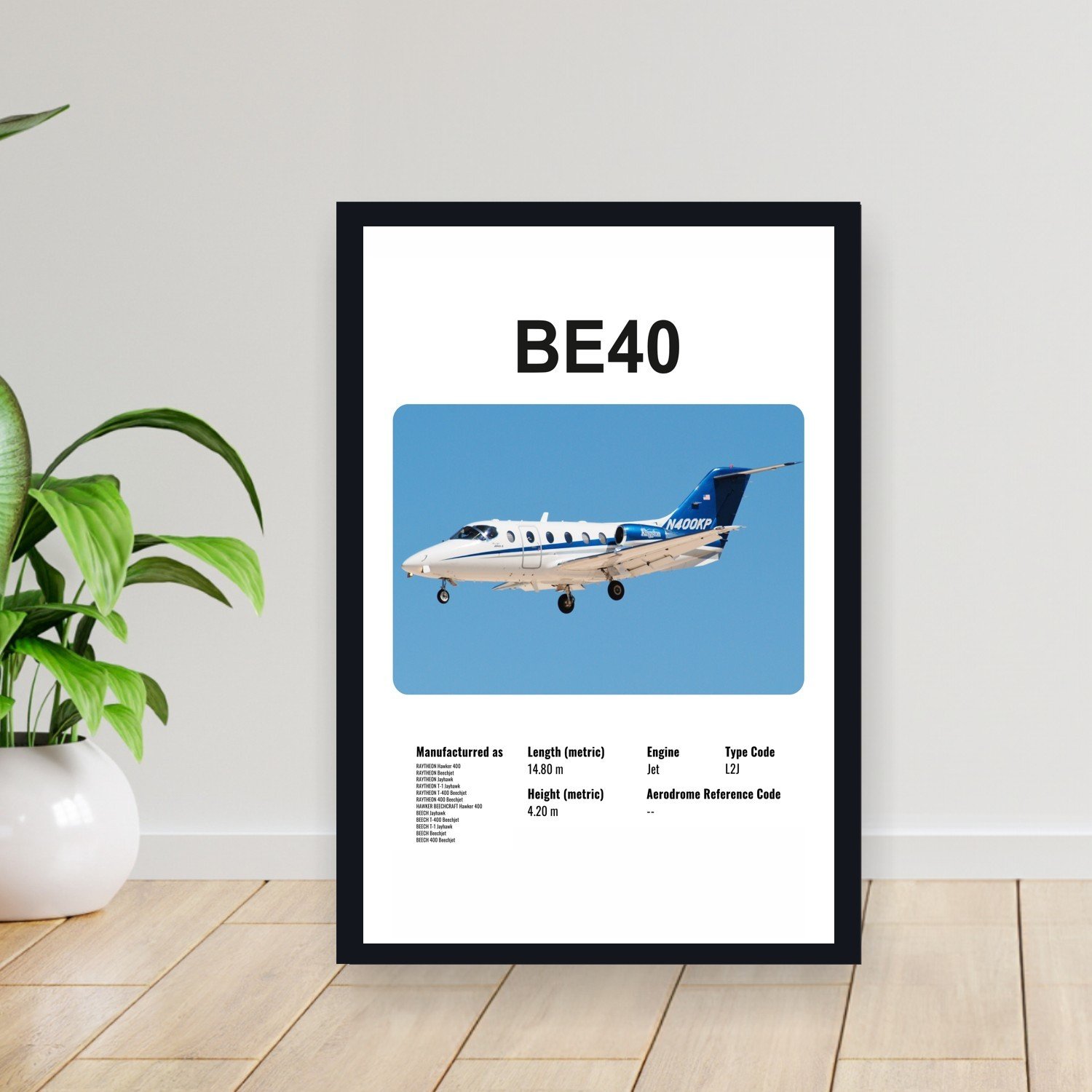 Cuadro 30x40cm Avion - BEECH BE40