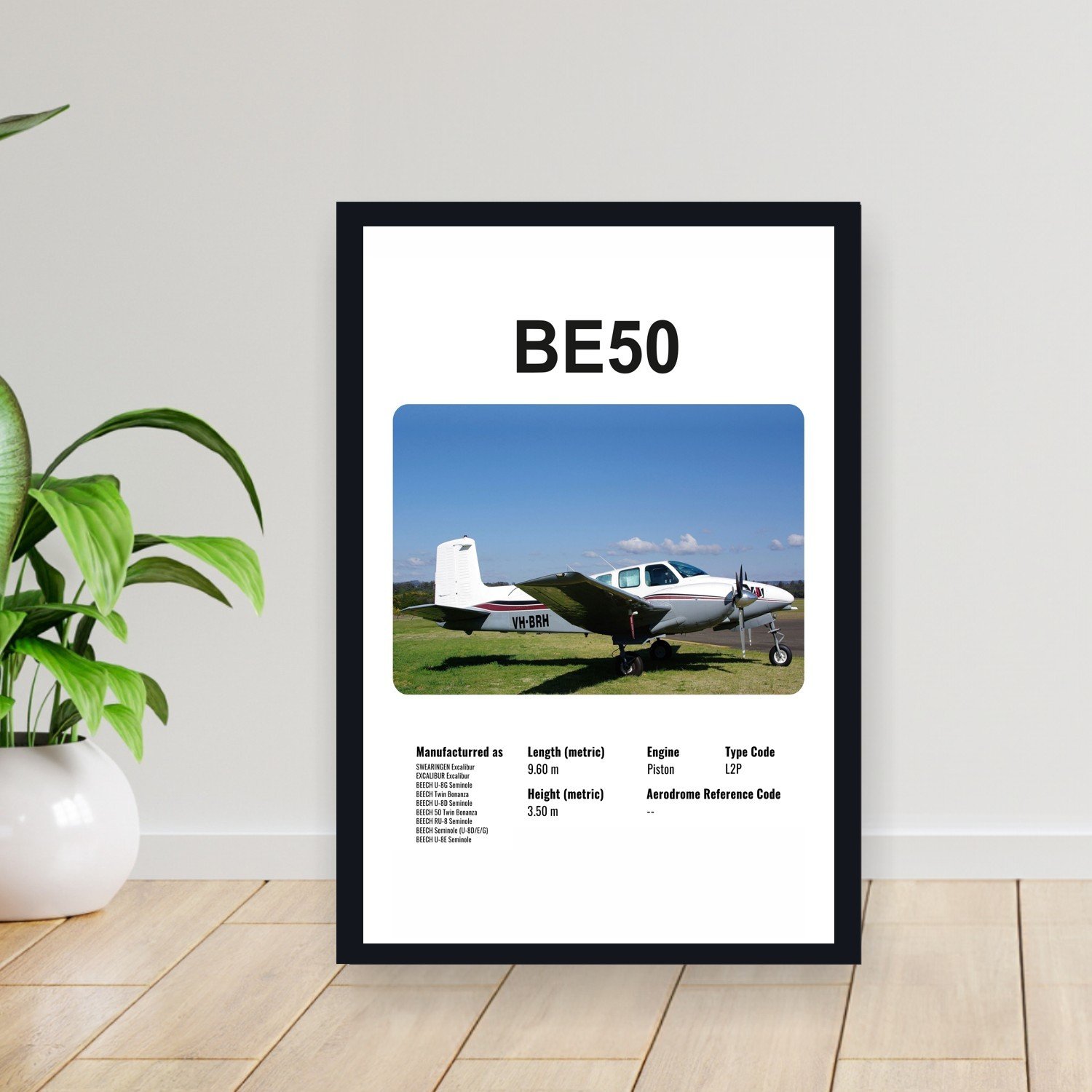Cuadro 30x40cm Avion - BEECH BE50