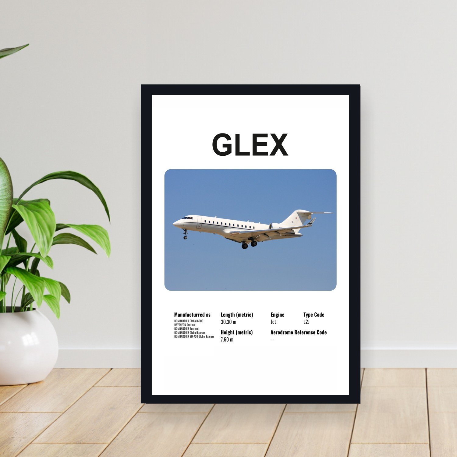 Cuadro 30x40cm Avion - BOMBARDIER GLEX