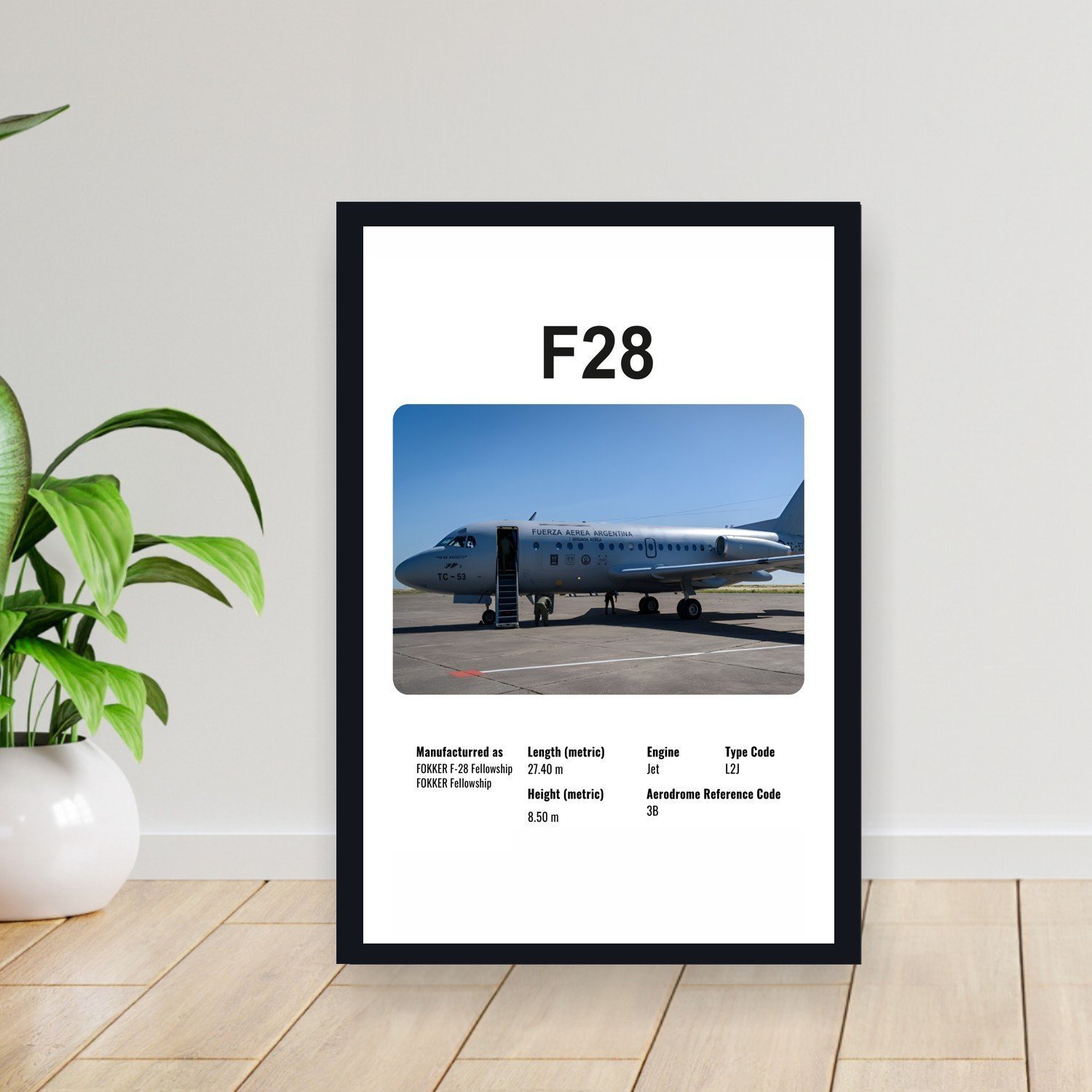 Cuadro 30x40cm Avion - FOKKER F28