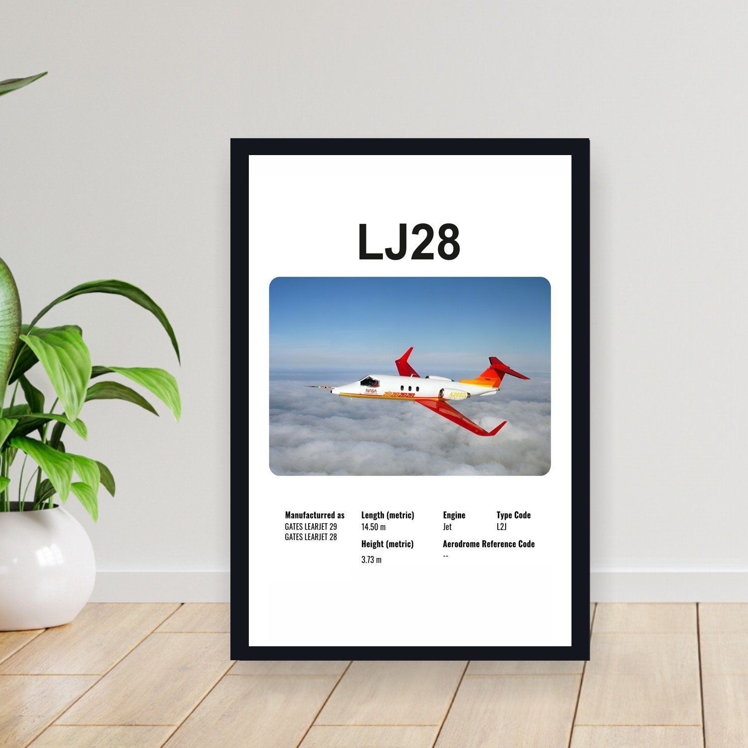 Cuadro 30x40cm Avion - GATES LEARJET LJ28