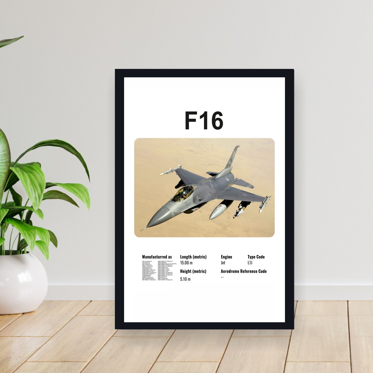 Cuadro 30x40cm Avion - GENERAL DYNAMICS F16