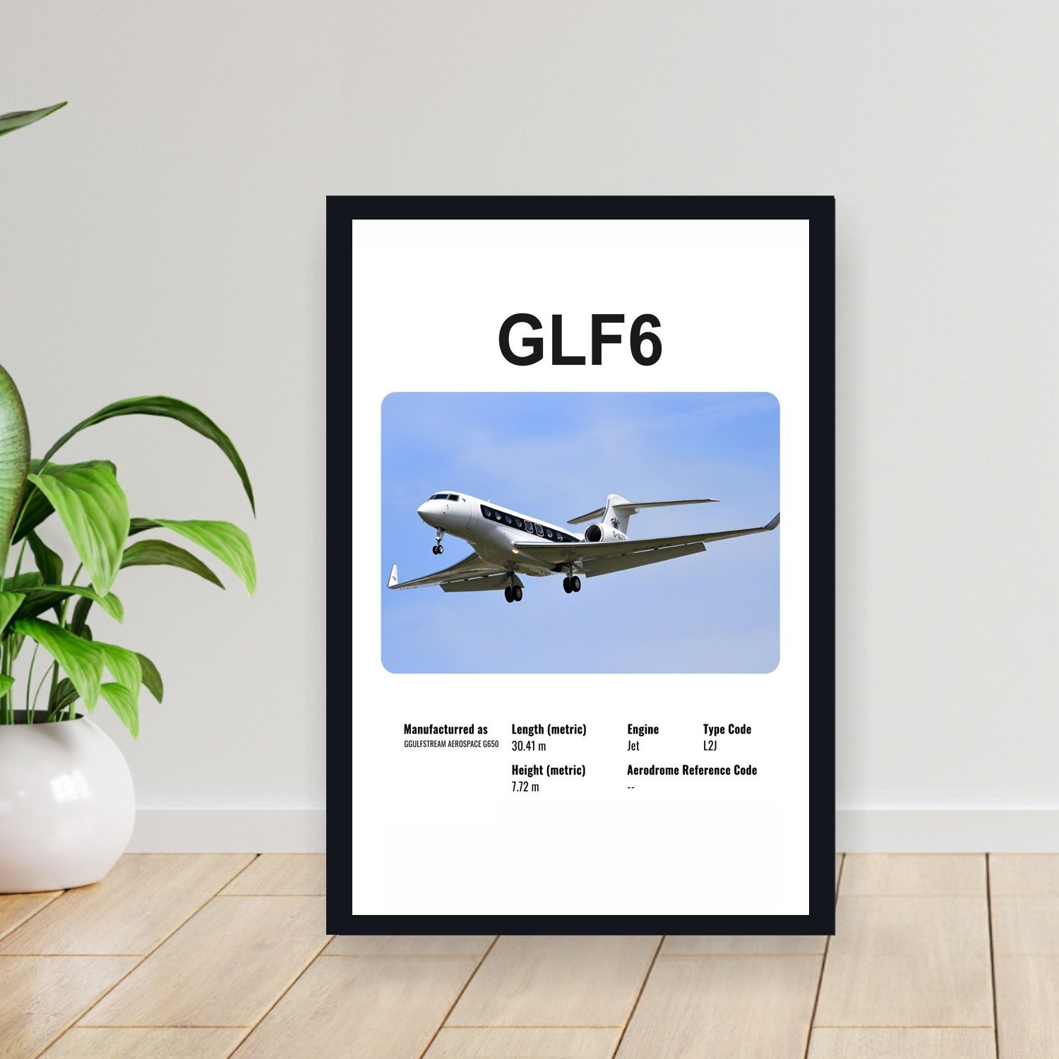 Cuadro 30x40cm Avion - GULFSTREAM AEROSPACE GLF6