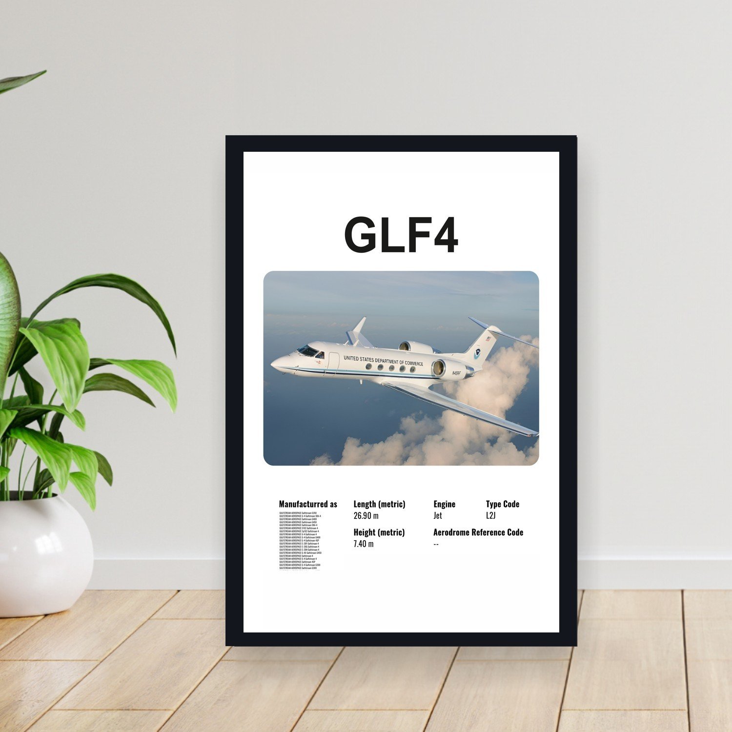 Cuadro 30x40cm Avion - GULFSTREAM AEROSPACE GLF4