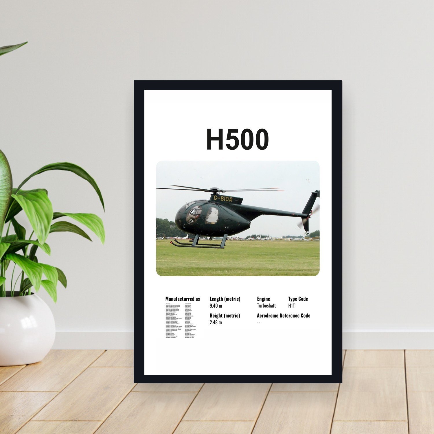 Cuadro 30x40cm Avion - HUGHES H500