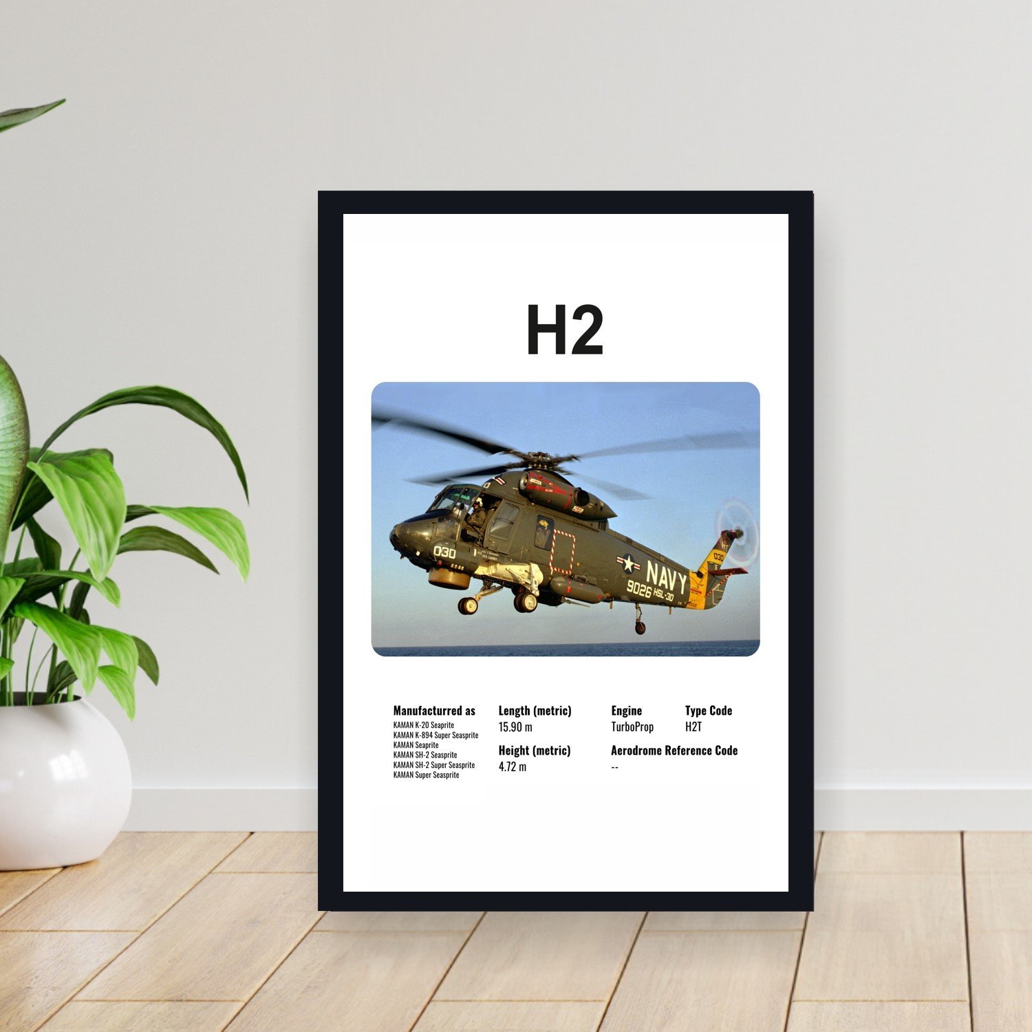 Cuadro 30x40cm Avion - KAMAN H2 HELICOPTERO