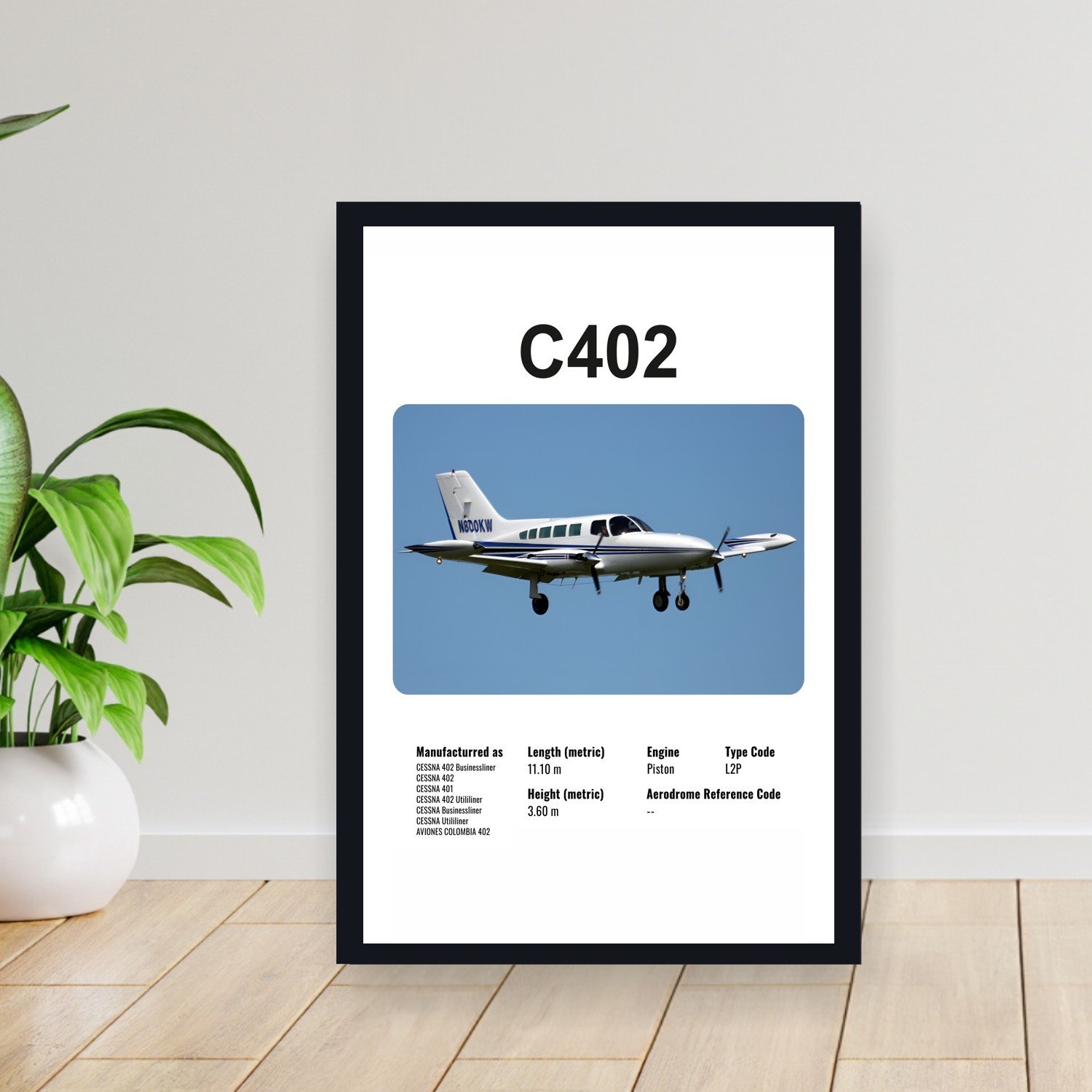 Cuadro 30x40cm Avion - CESSNA C402