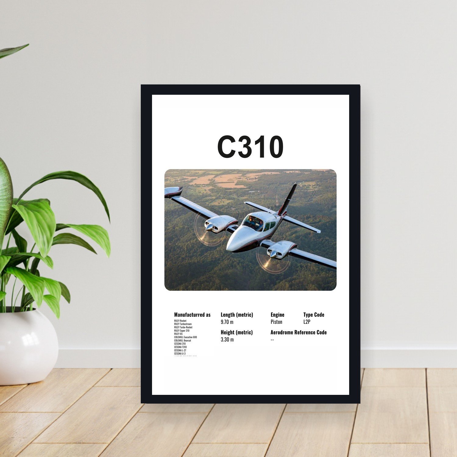 Cuadro 30x40cm Avion - CESSNA C310