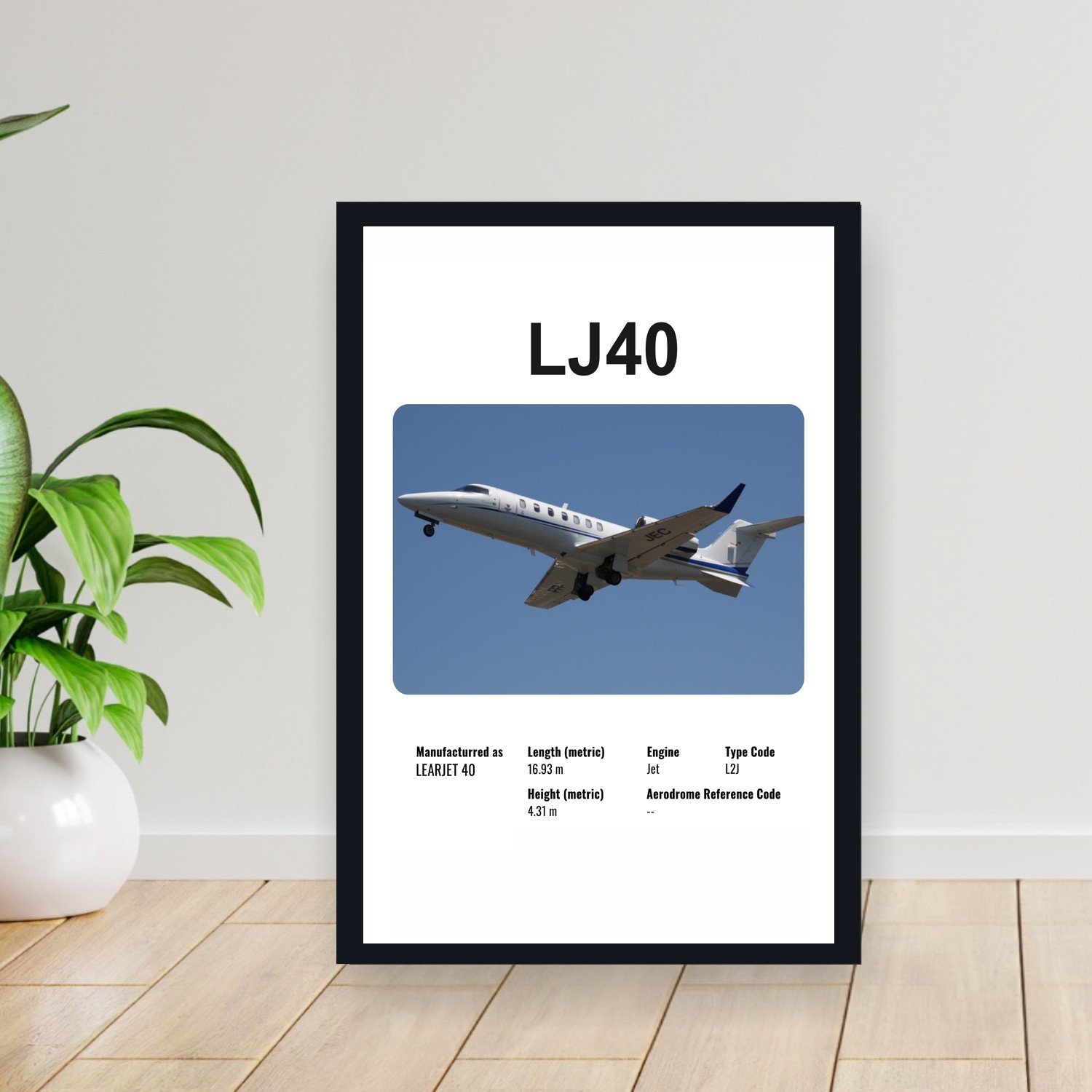 Cuadro 30x40cm Avion - LEARJET LJ40