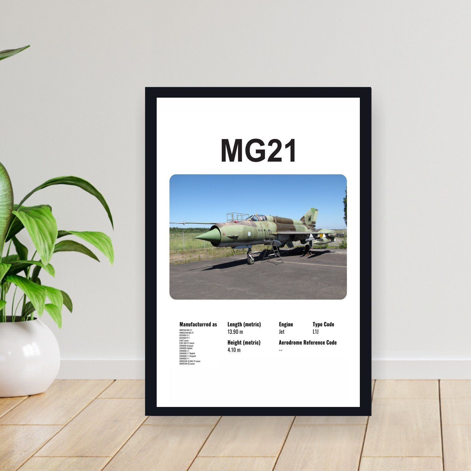 Cuadro 30x40cm Avion - MIKOYAN MG21