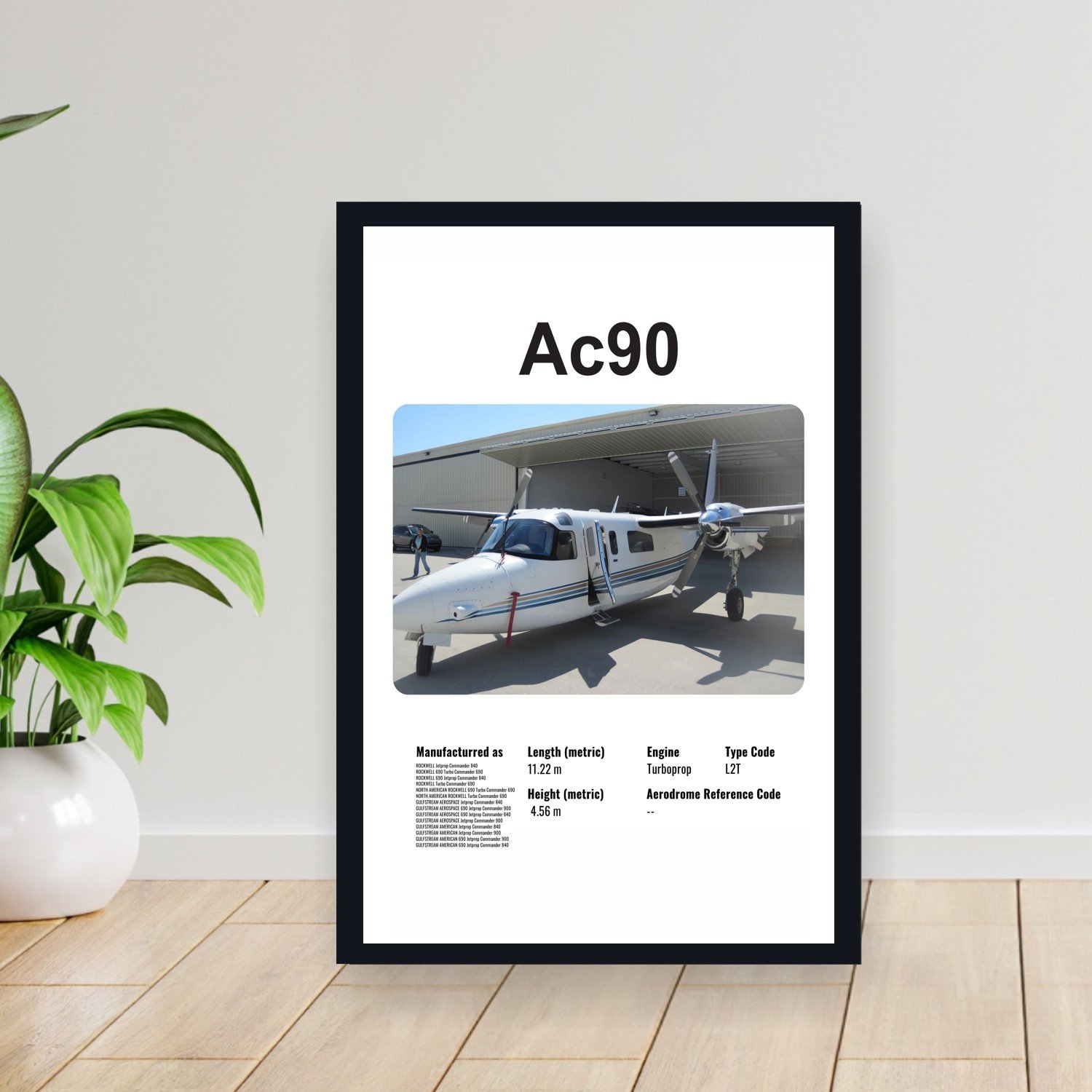 Cuadro 30x40cm Avion - NORTH AMERICAN ROCKWELL AC90