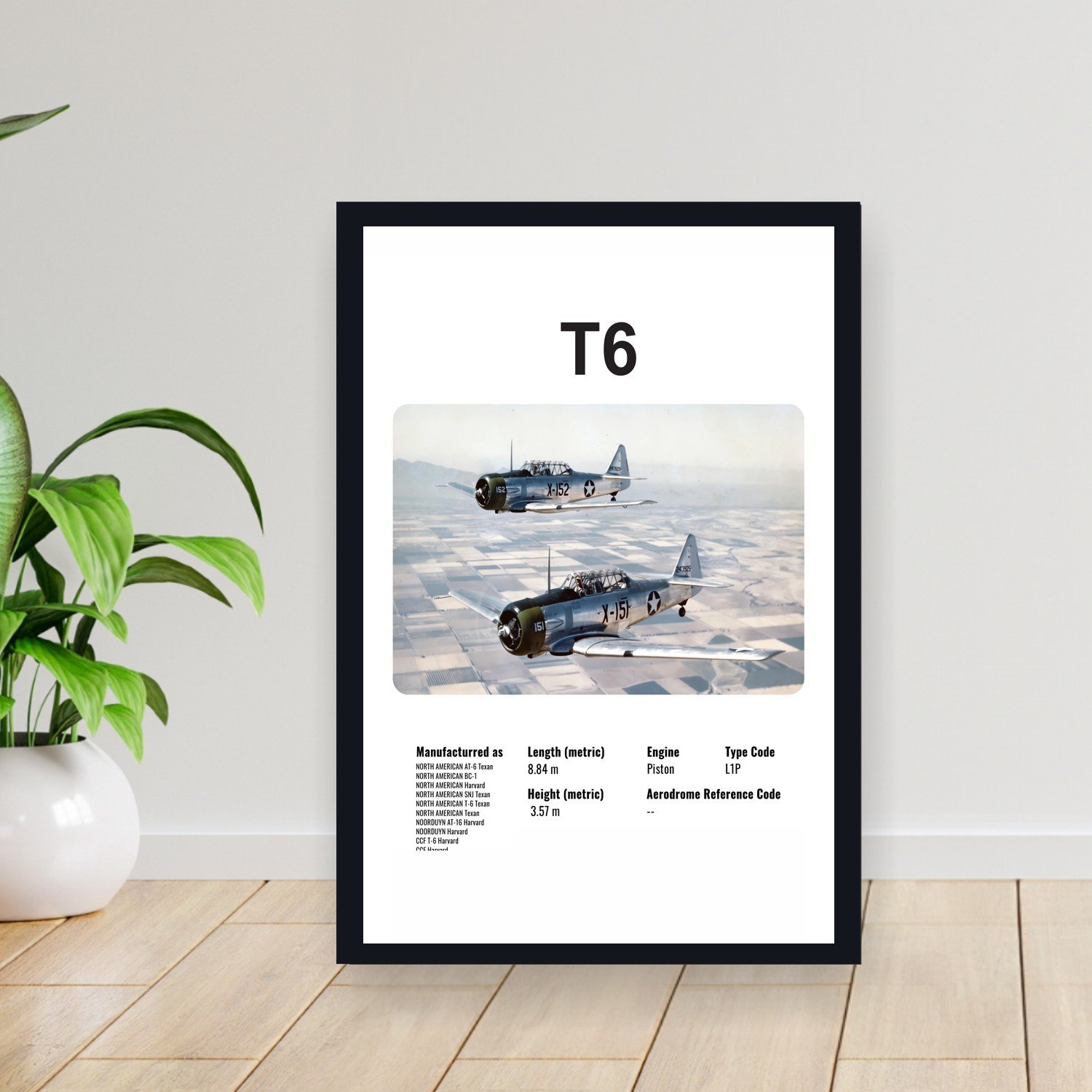 Cuadro 30x40cm Avion - NORTH AMERICAN ROCKWELL T6