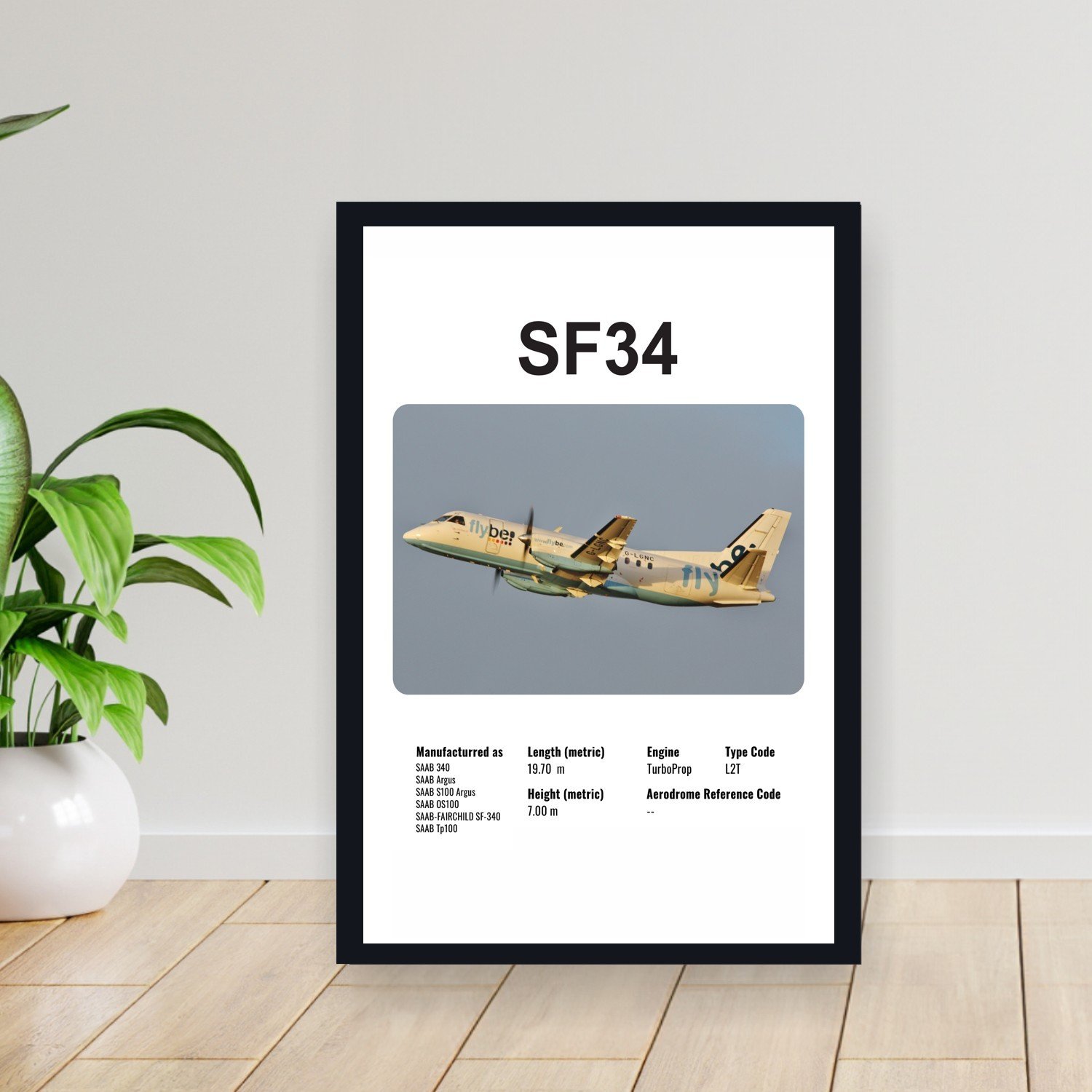 Cuadro 30x40cm Avion - SAAB SF34