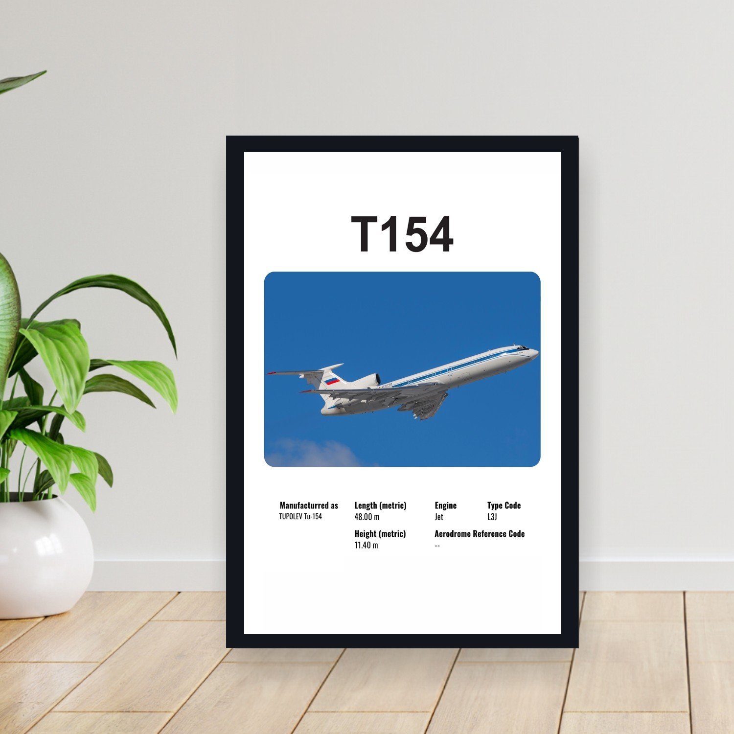 Cuadro 30x40cm Avion - TUPOLEV T154