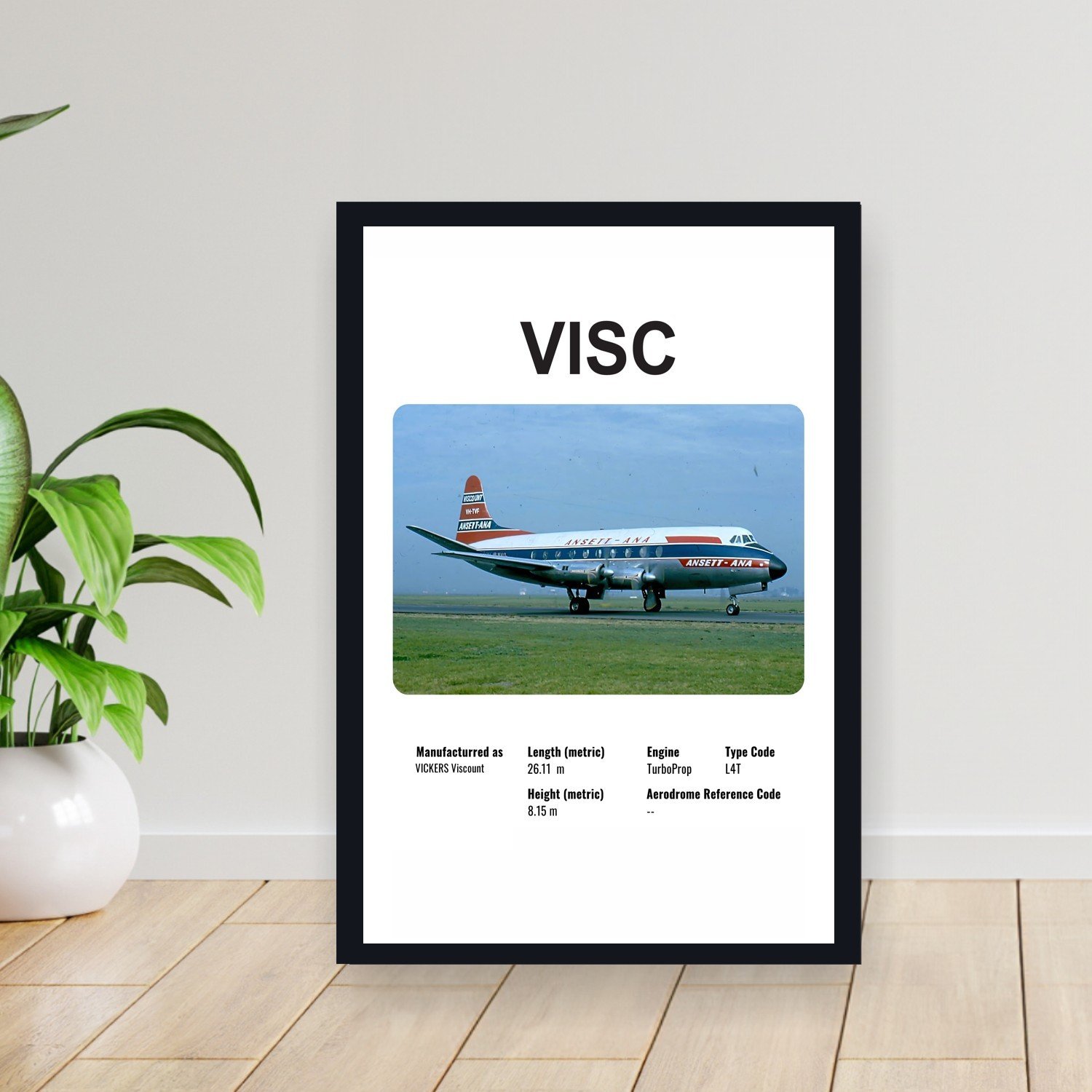 Cuadro 30x40cm Avion - VICKERS VISC