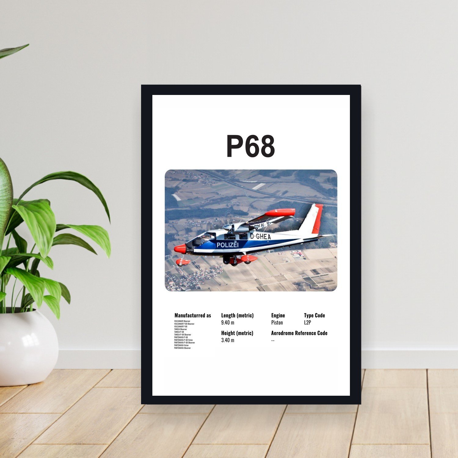 Cuadro 30x40cm Avion - VULCANAIR P68