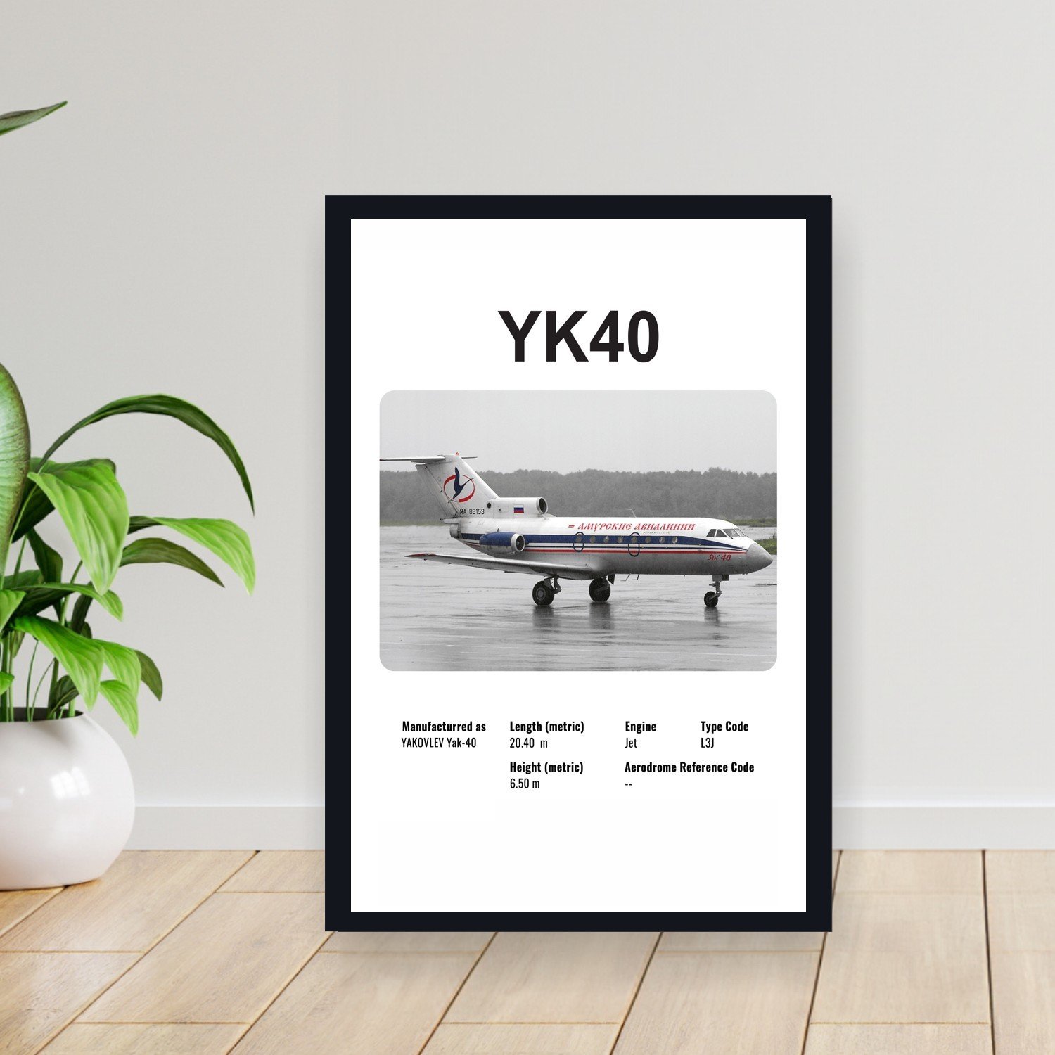 Cuadro 30x40cm Avion - YAKOVLEV YK40